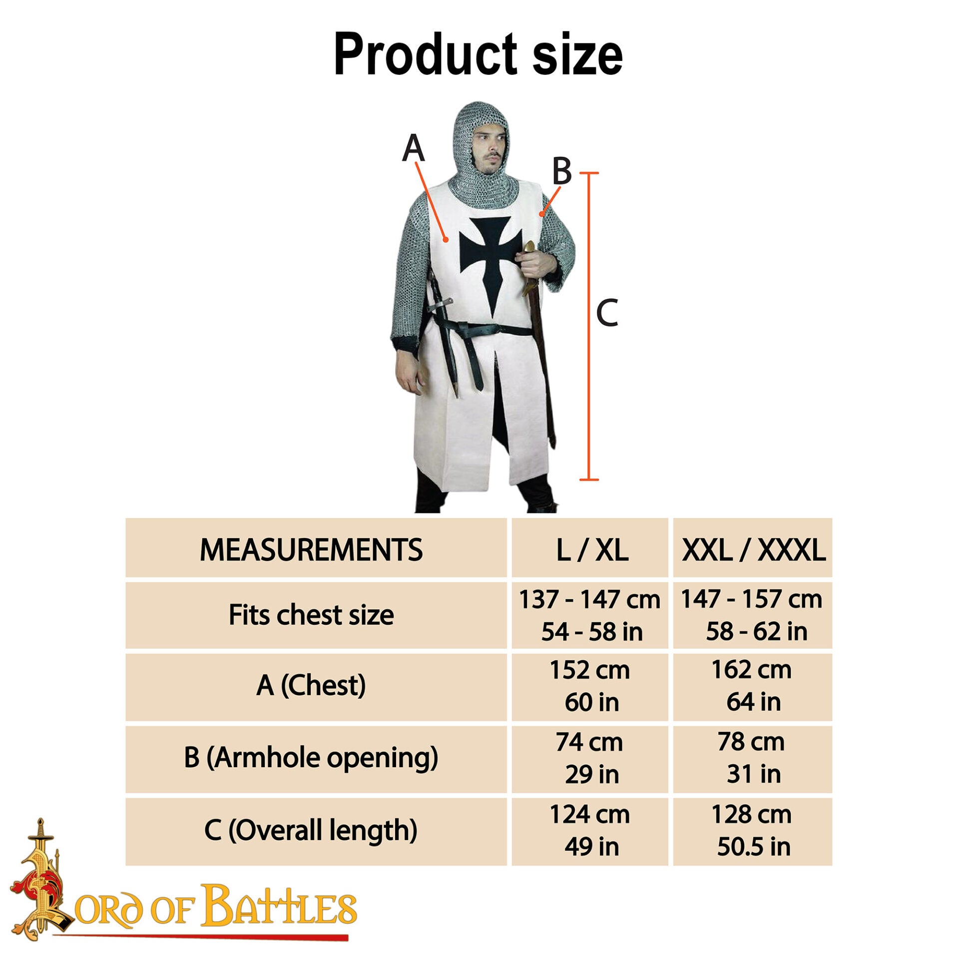 Surcot Teutónico con Cruz Negra (Tabardo medieval) - imagen 3