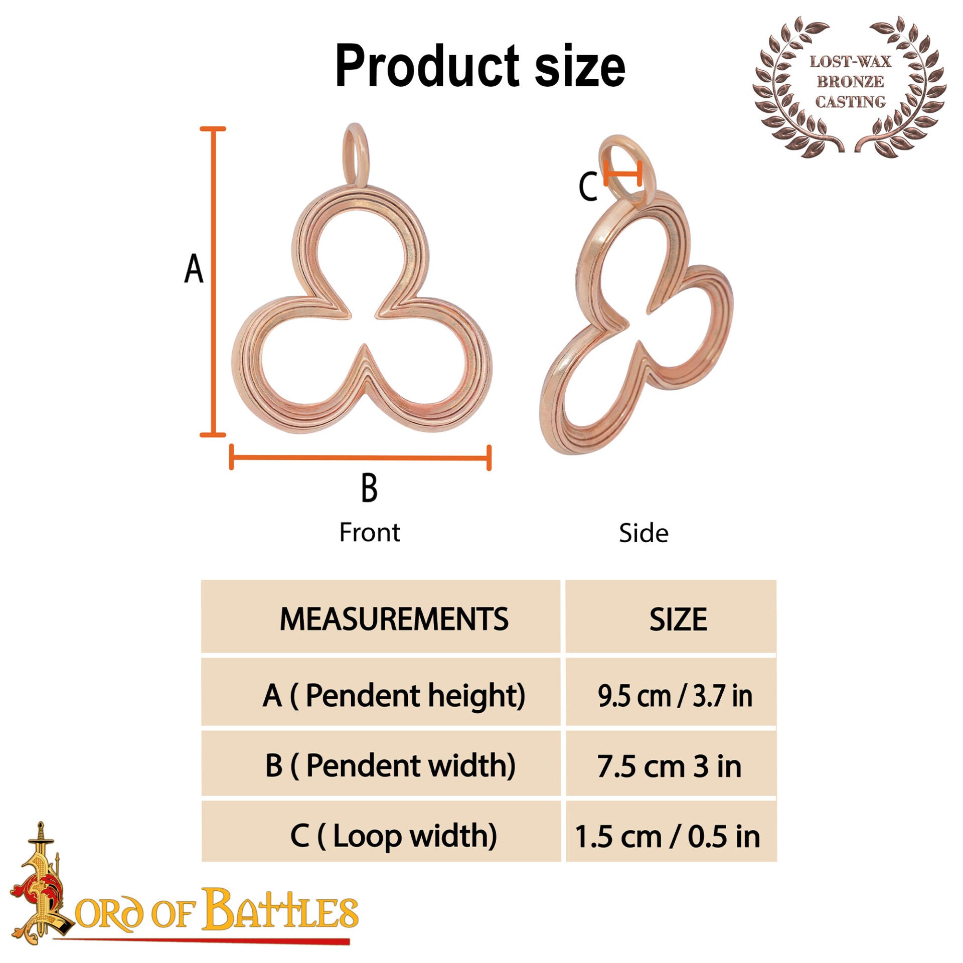Imagen única de: Colgante Medieval Trébol - Bronce Artesanal