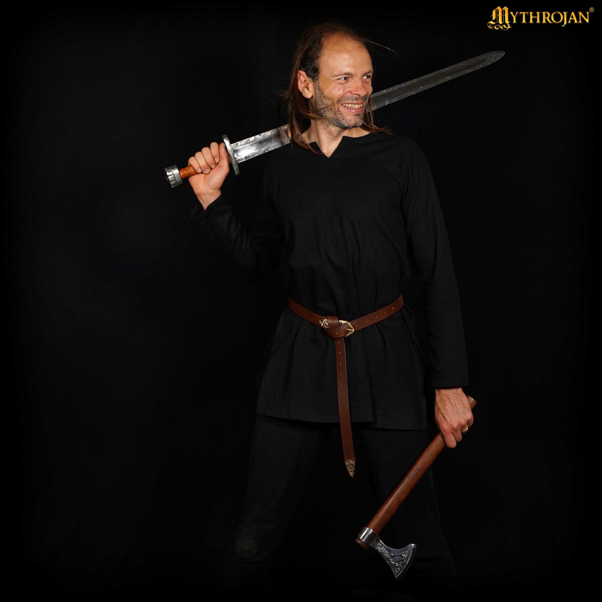 Túnica vikinga de algodón — Camisa renacentista nórdica - imagen 10