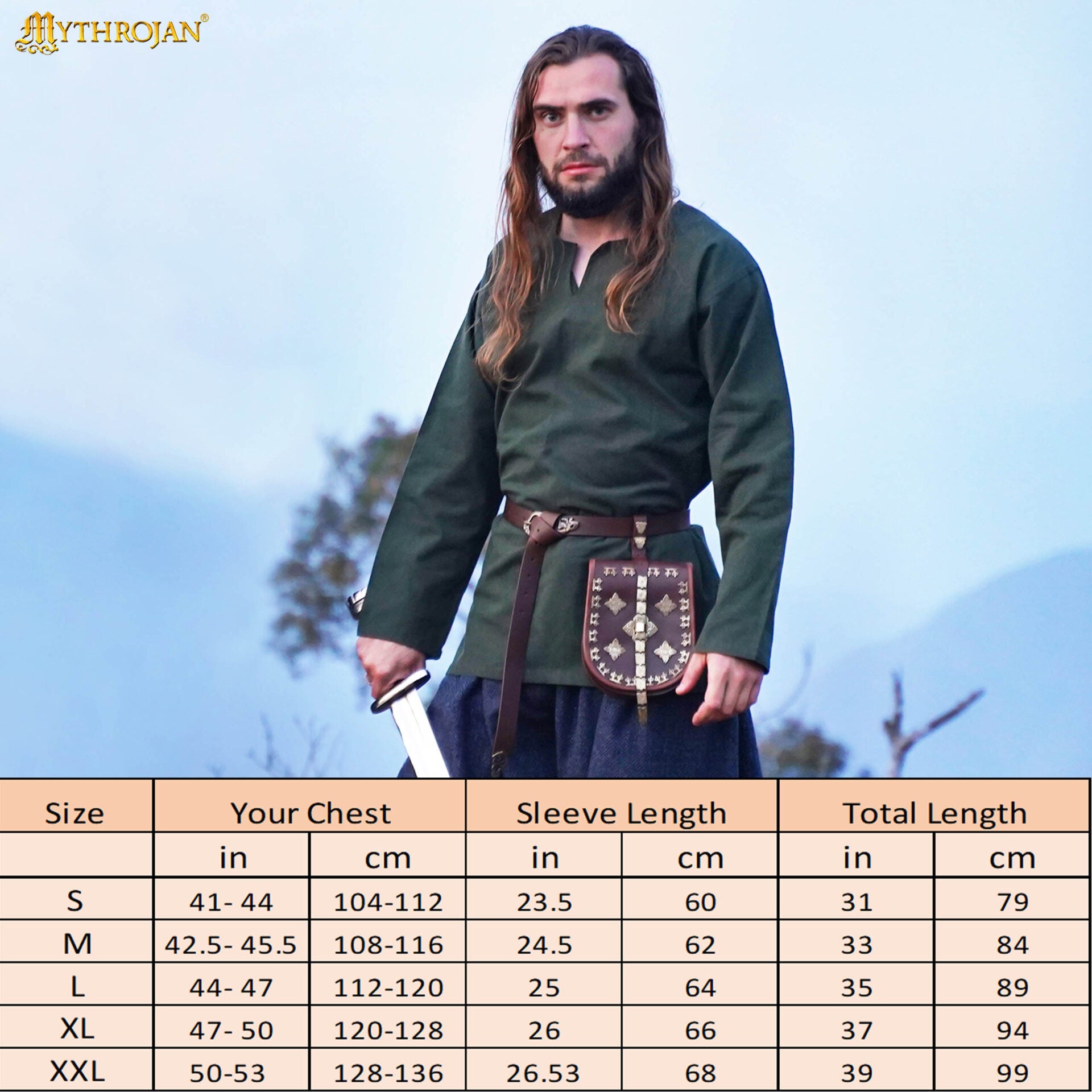 Túnica corta Greenwood Sentinel — Estilo vikingo para LARP y recreación - imagen 3