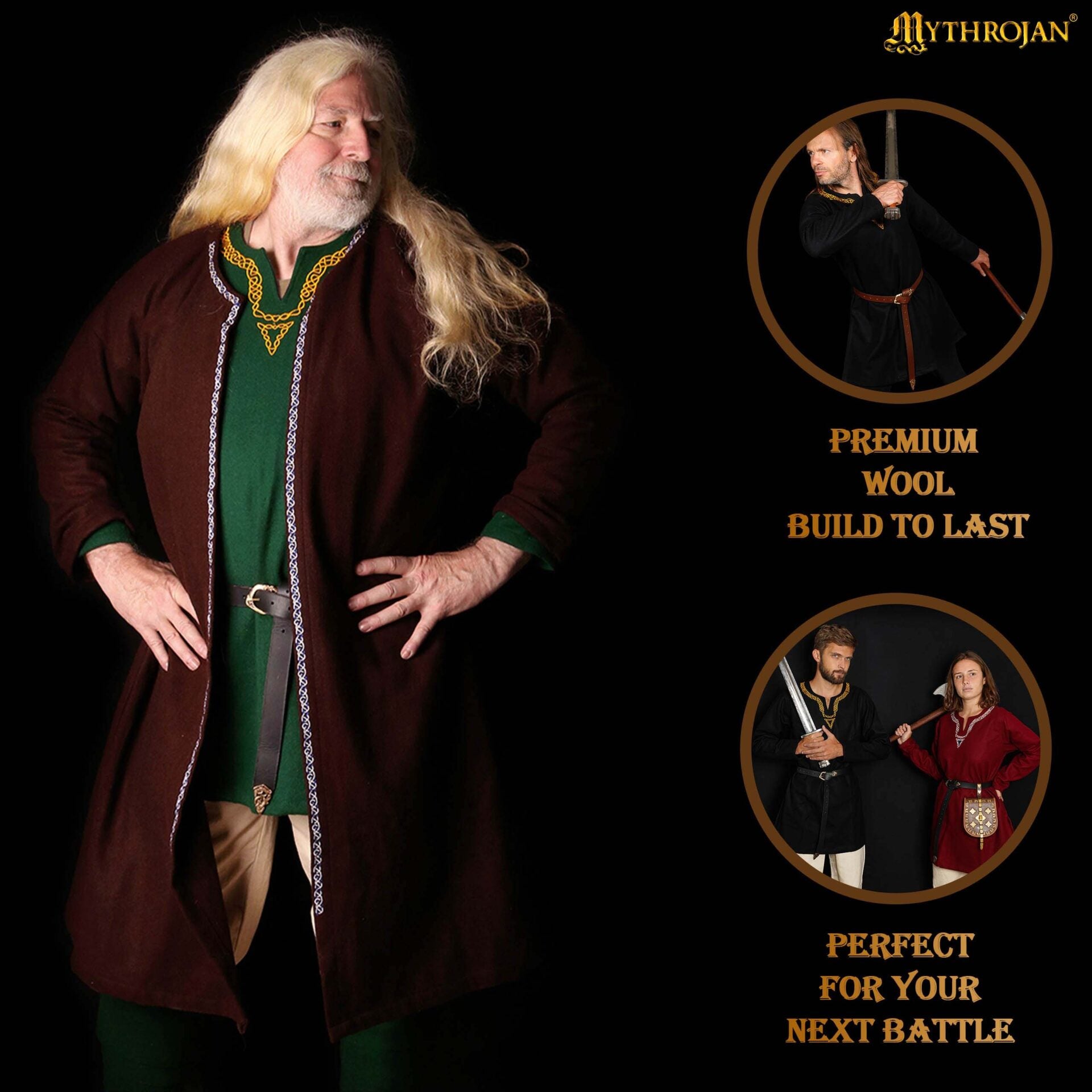 Túnica medieval de lana con bordado - imagen 9