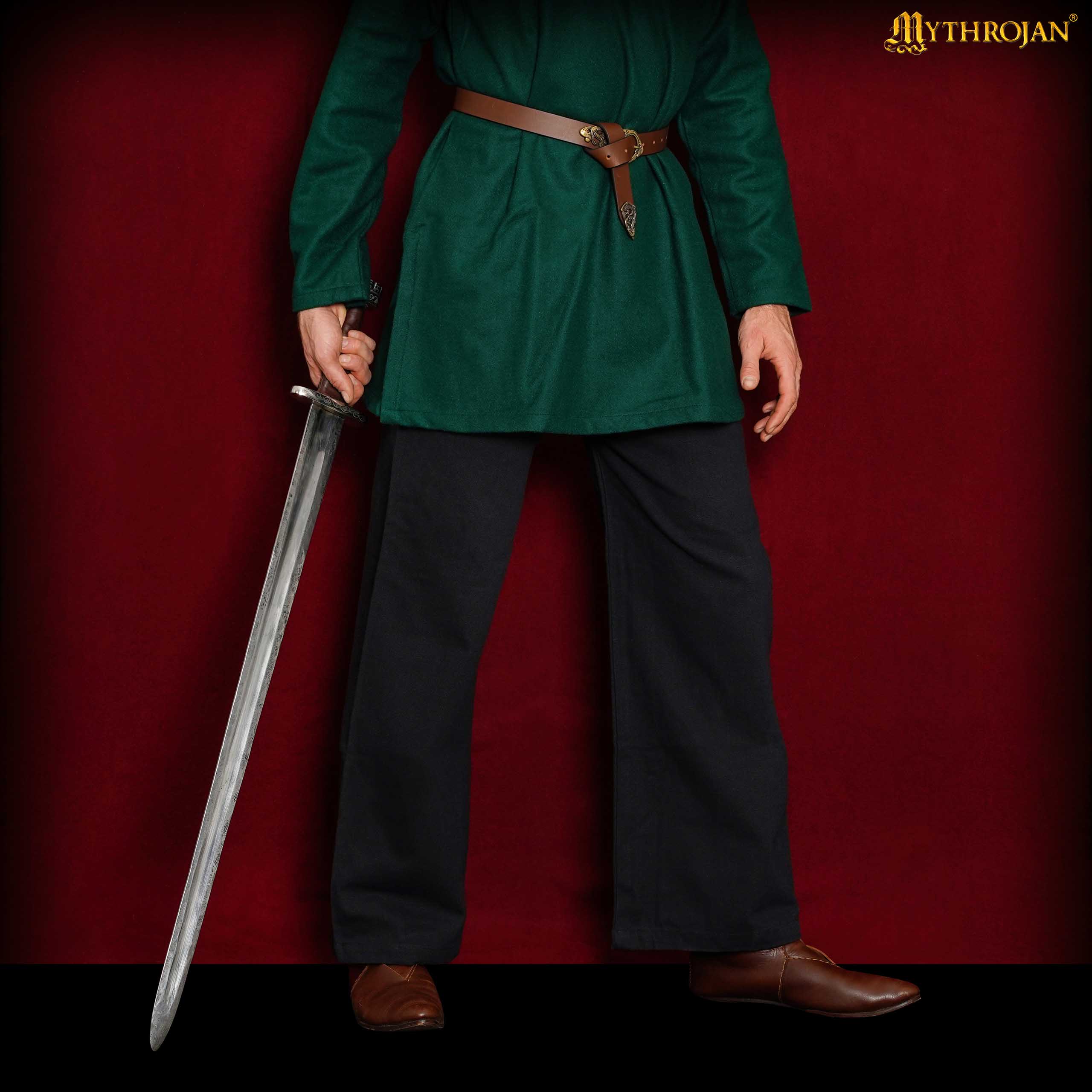 Pantalones vikingos de algodón para recreación y LARP - Negro - L
