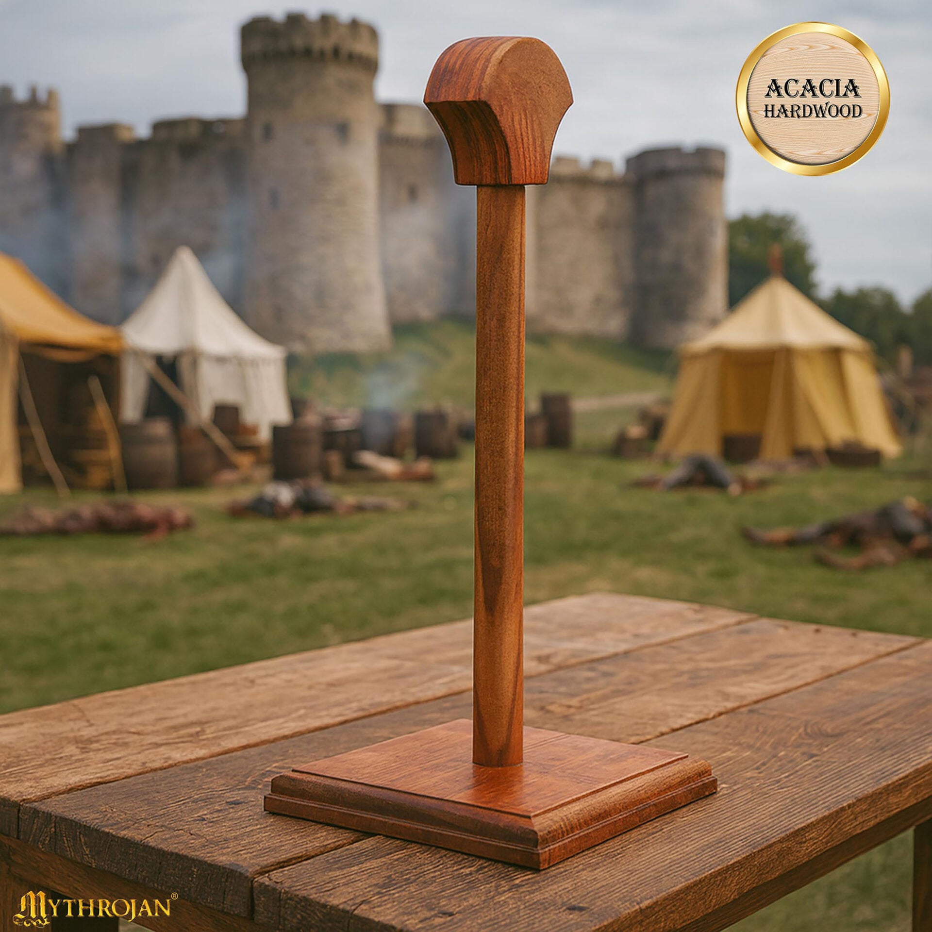 Soporte de madera para cascos — Medieval, vikingo y romano - Natural - L