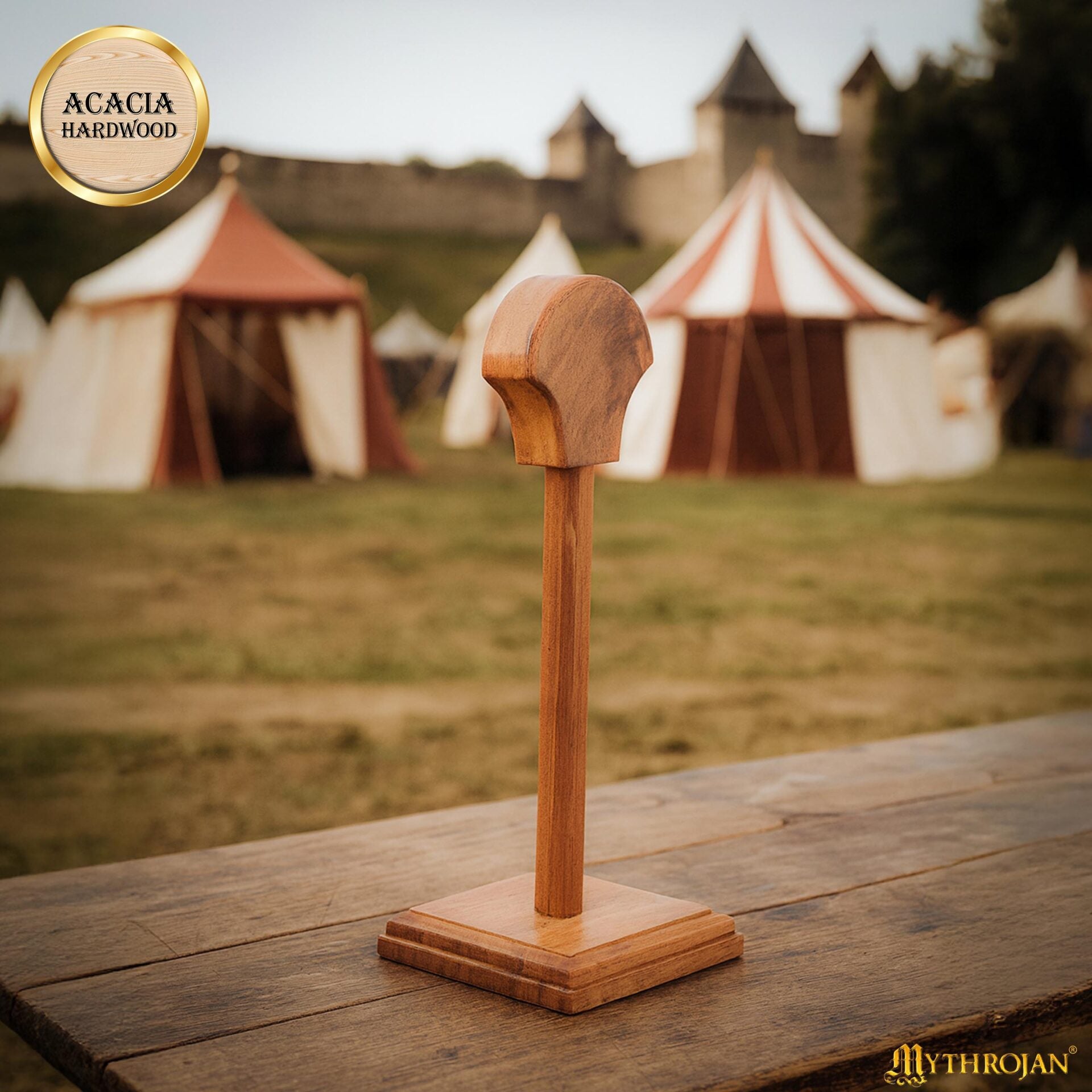 Soporte de madera para cascos — Medieval, vikingo y romano - Natural - S