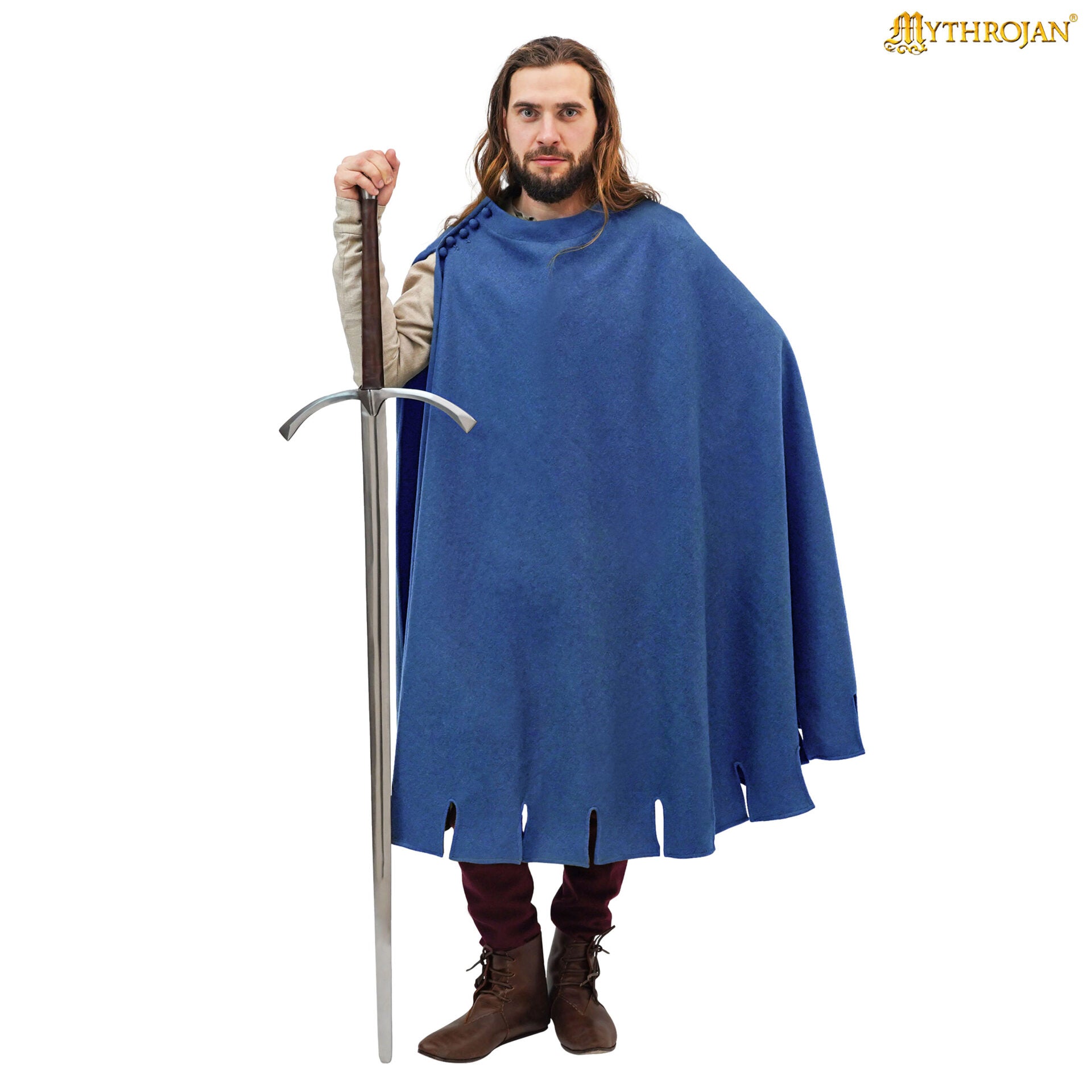 Capa medieval para hombre — lana reciclada, corte semicircular y botones cosidos a mano - imagen 16
