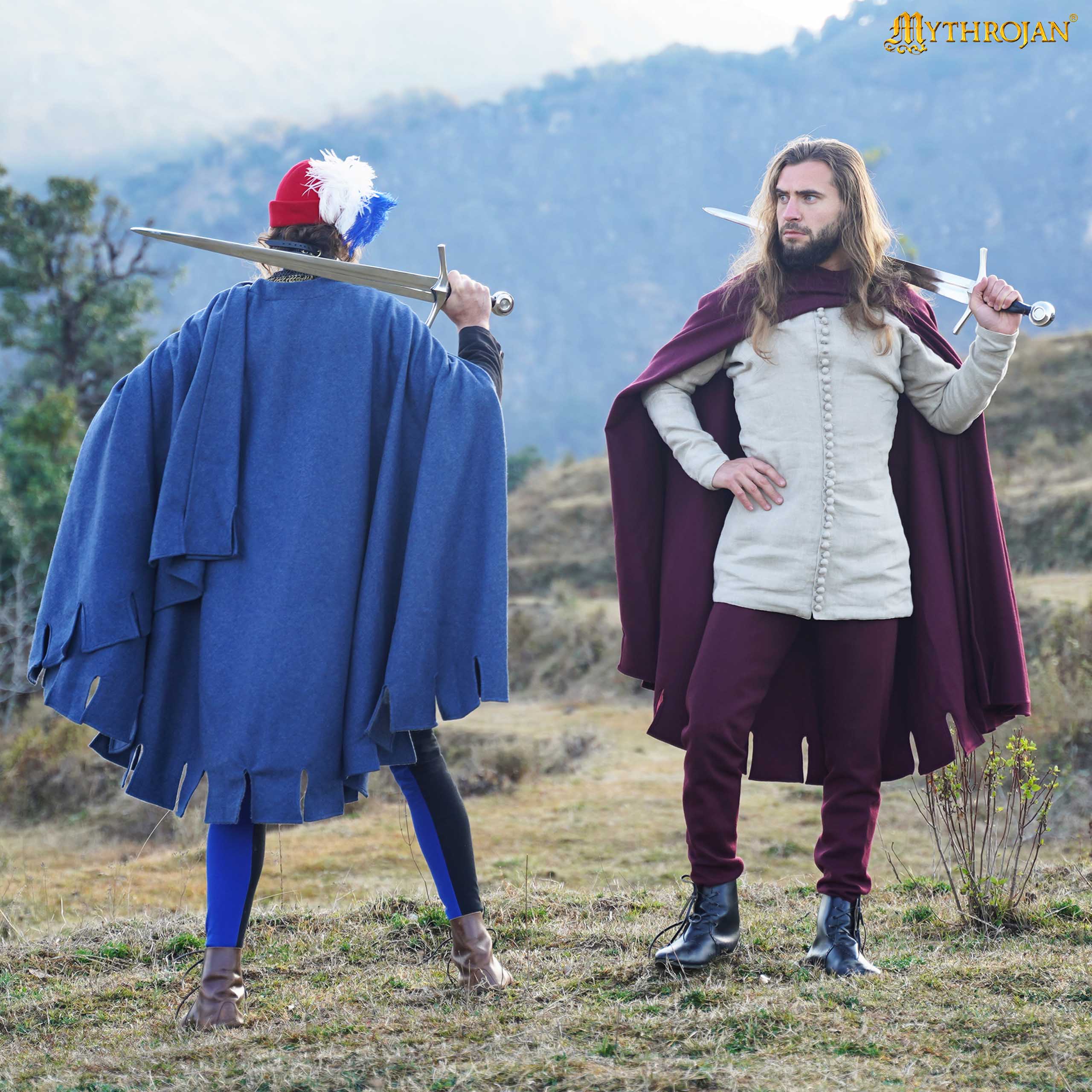Capa medieval para hombre — lana reciclada, corte semicircular y botones cosidos a mano - imagen 17
