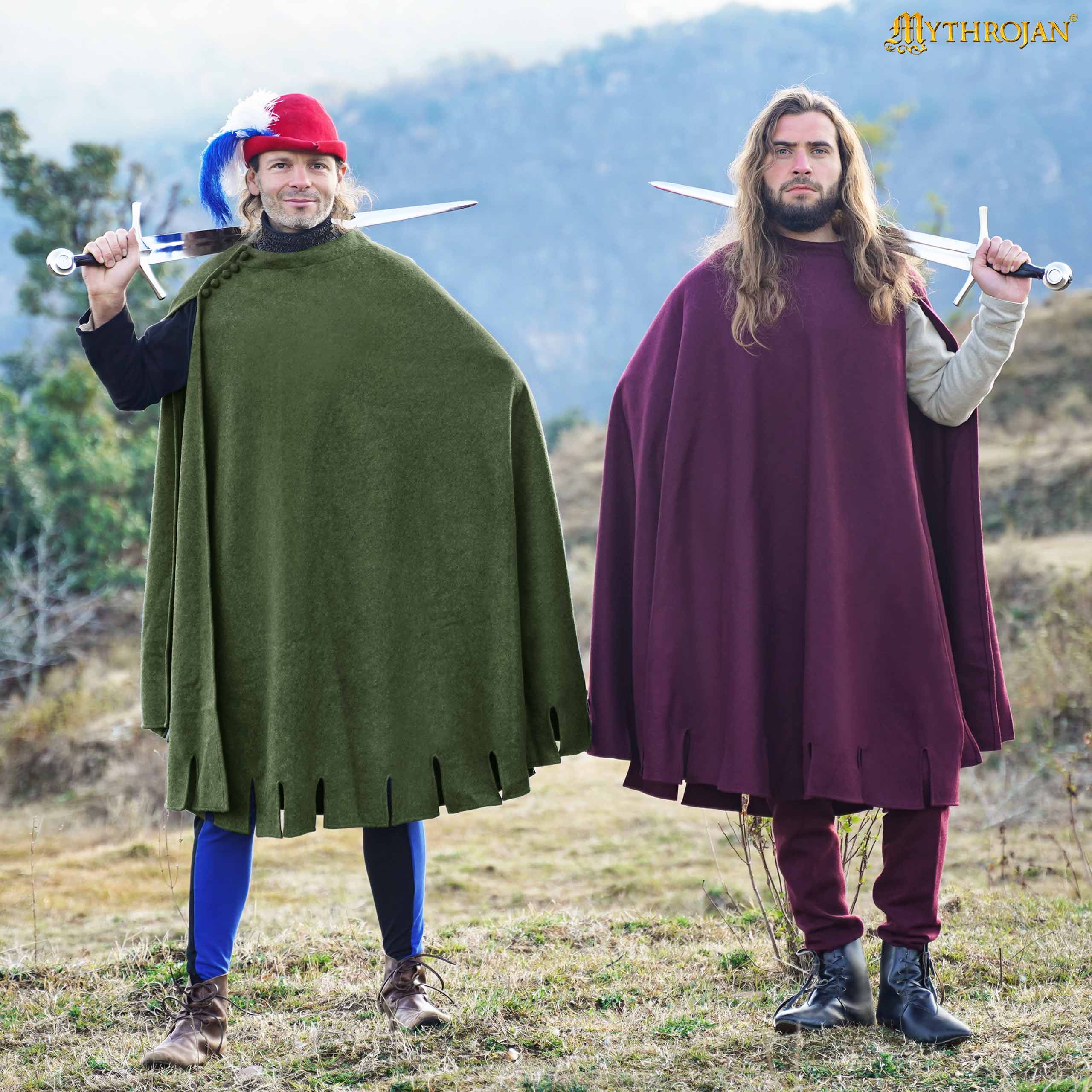 Capa medieval para hombre — lana reciclada, corte semicircular y botones cosidos a mano - imagen 20
