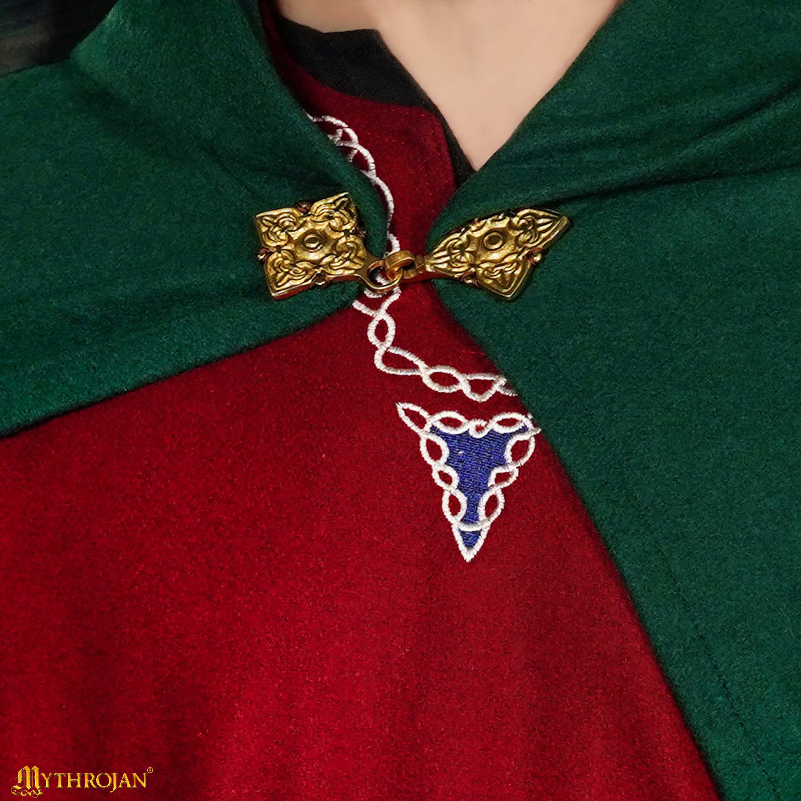 Capa medieval con capucha de lana y broche de latón macizo - imagen 9