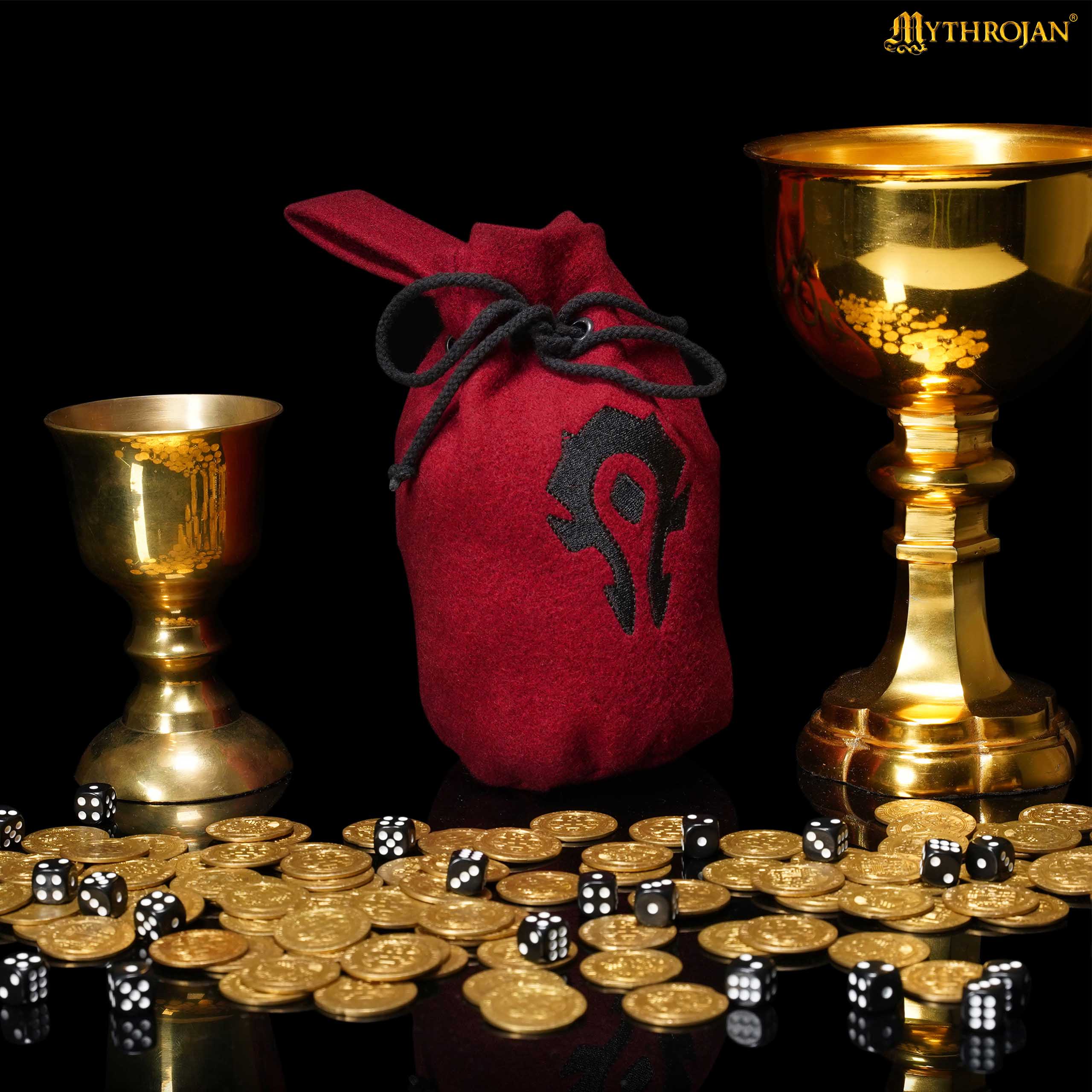 Bolsa de lana «For the Horde» con cordón — granate, 8" × 6.5"