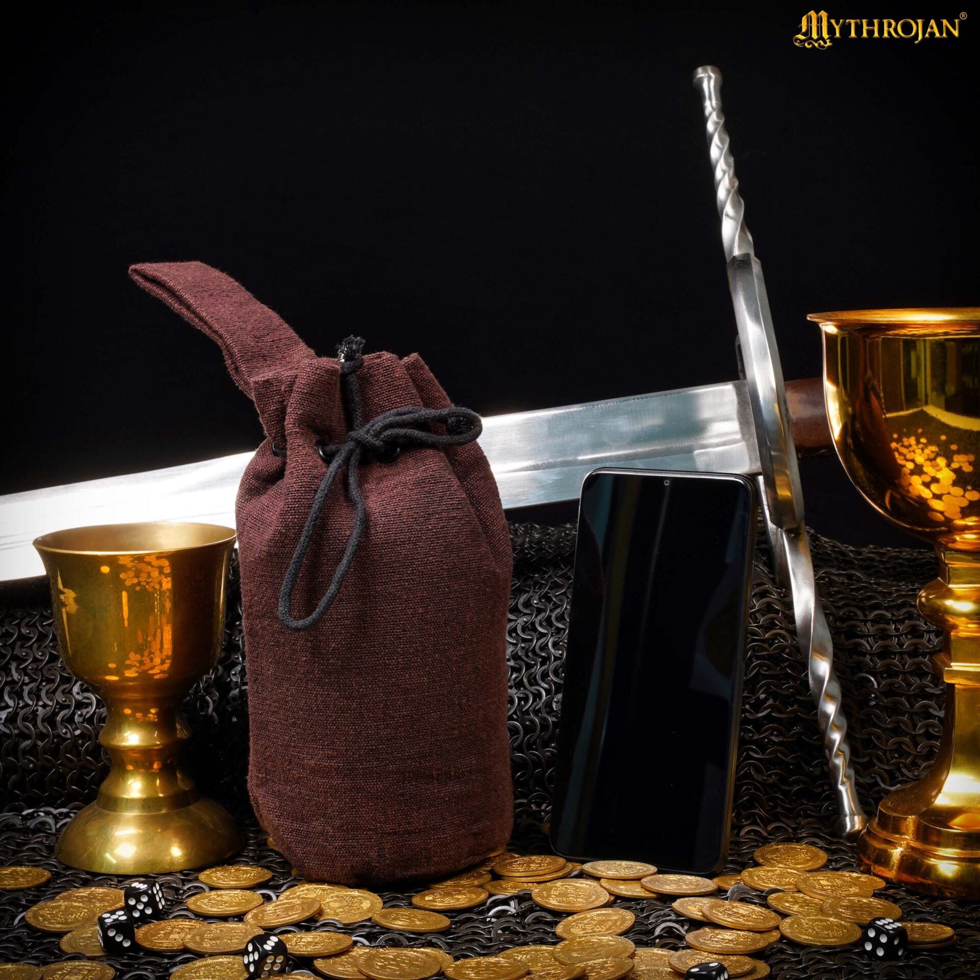 Bolsa de cinturón medieval con cordón (lona de algodón o 70% lana) - imagen 7