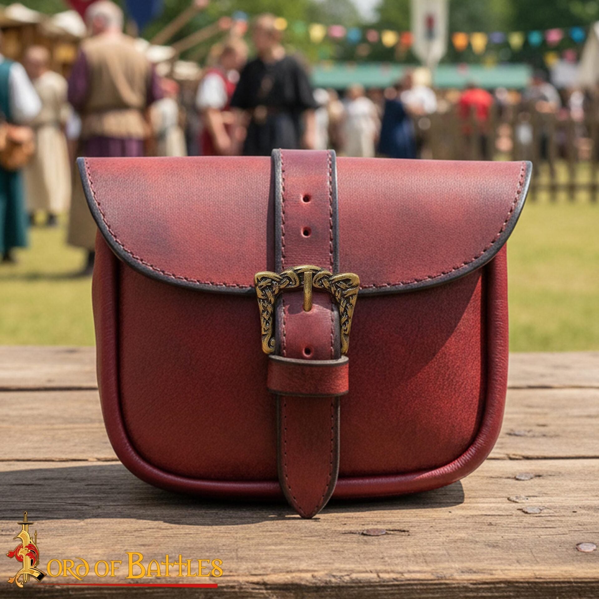 Bolsa de cinturón de cuero hecha a mano con hebilla celta de latón antiguo