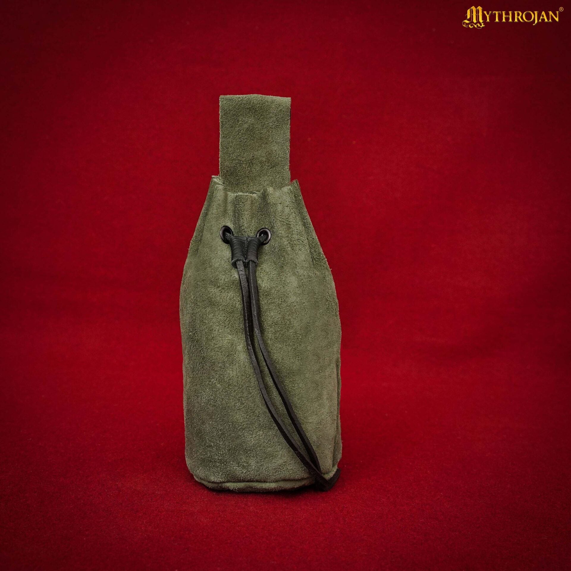 Bolsa de cordón de ante — Monedero medieval - Verde oscuro - Modelo 300114