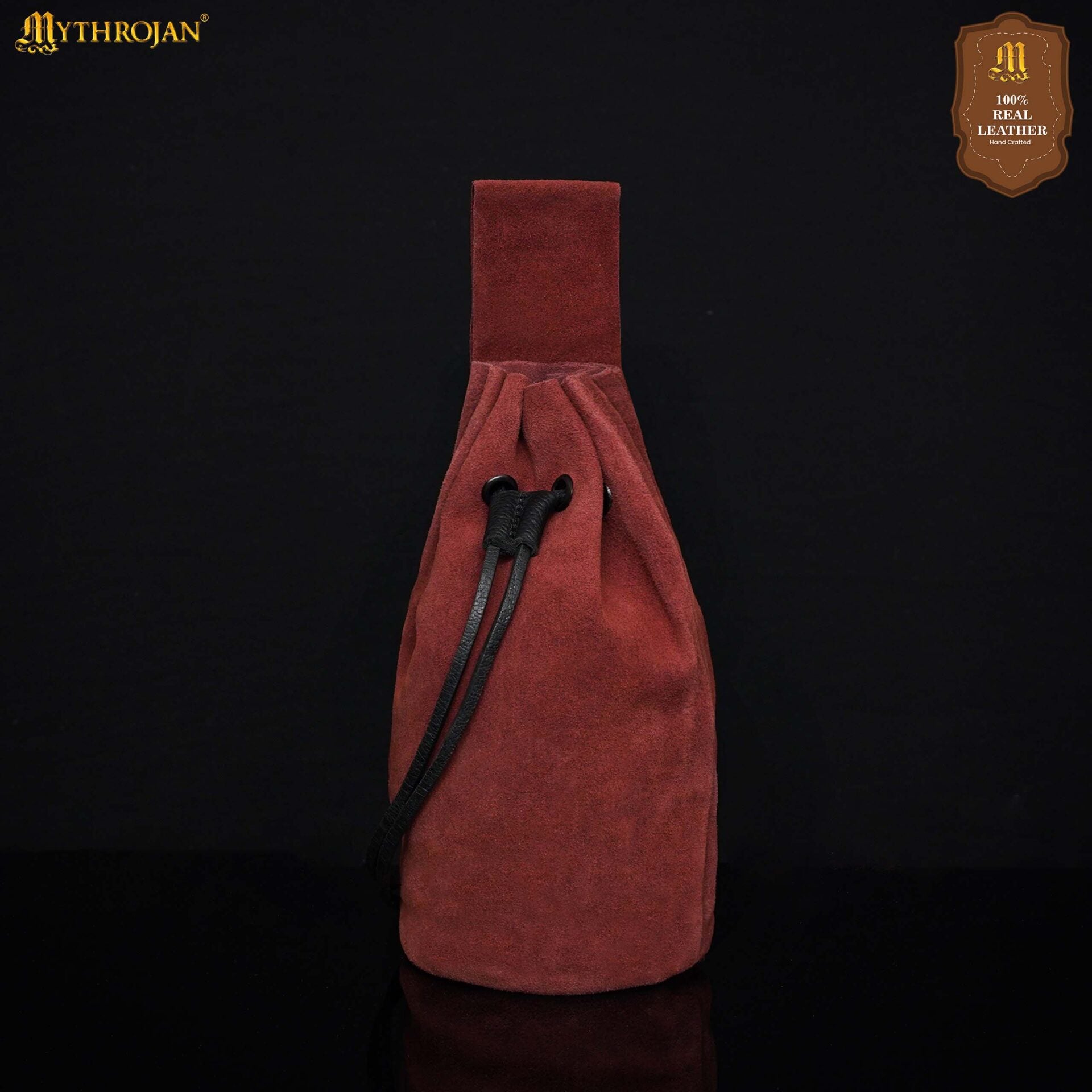 Bolsa de cordón de ante — Monedero medieval - Rojo vino - Modelo 300116