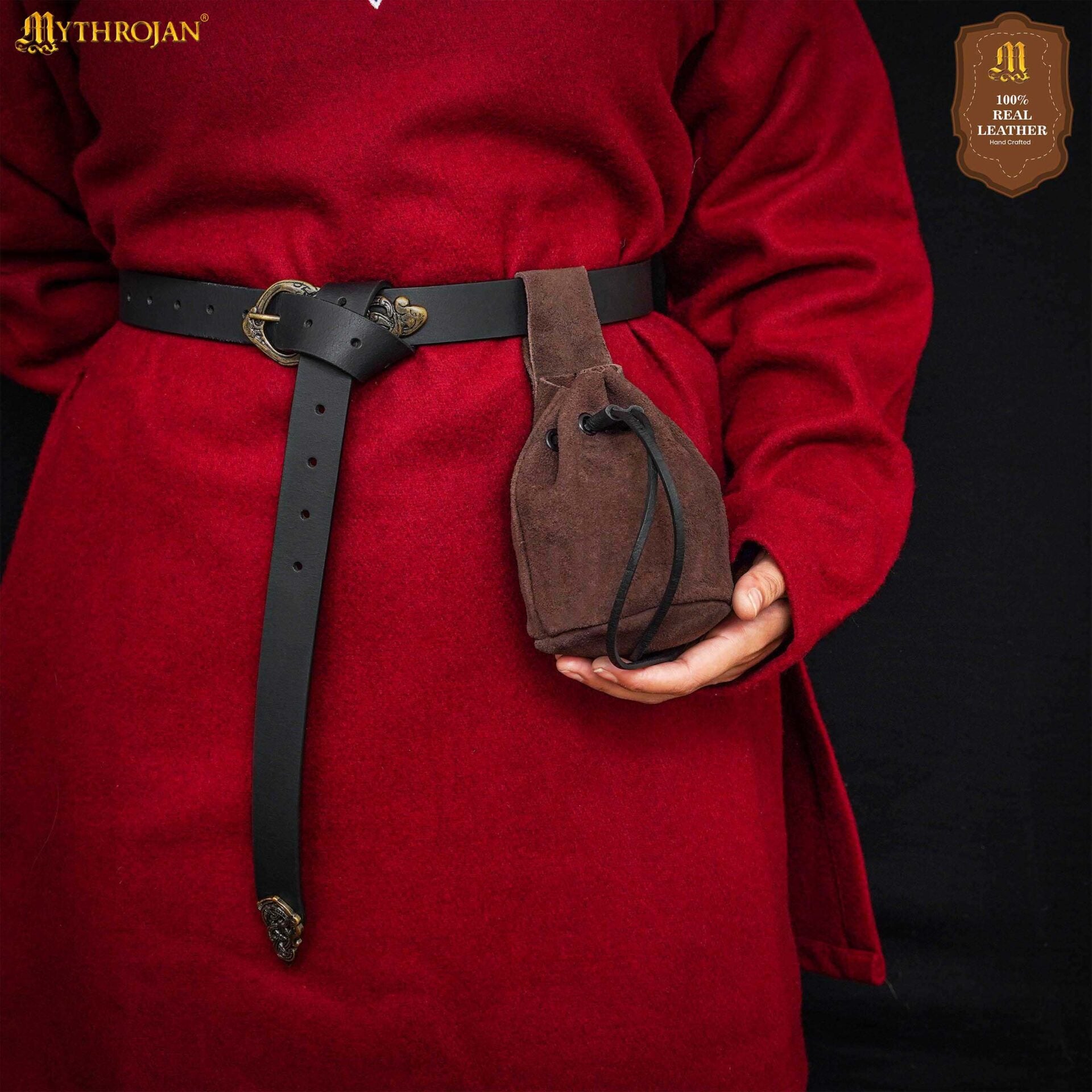 Bolsa de cordón de ante — Monedero medieval - Chocolate Brown - Modelo 300755CB