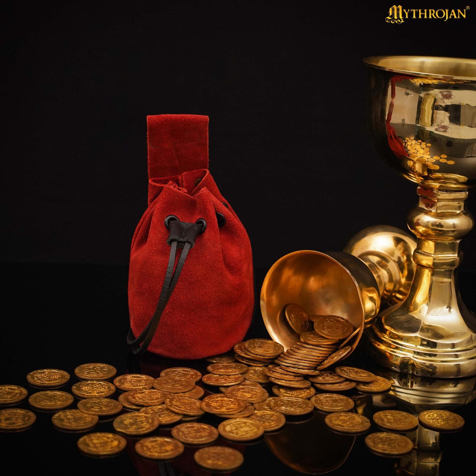 Bolsa de cordón de ante — Monedero medieval - Rojo - Modelo 300755RD