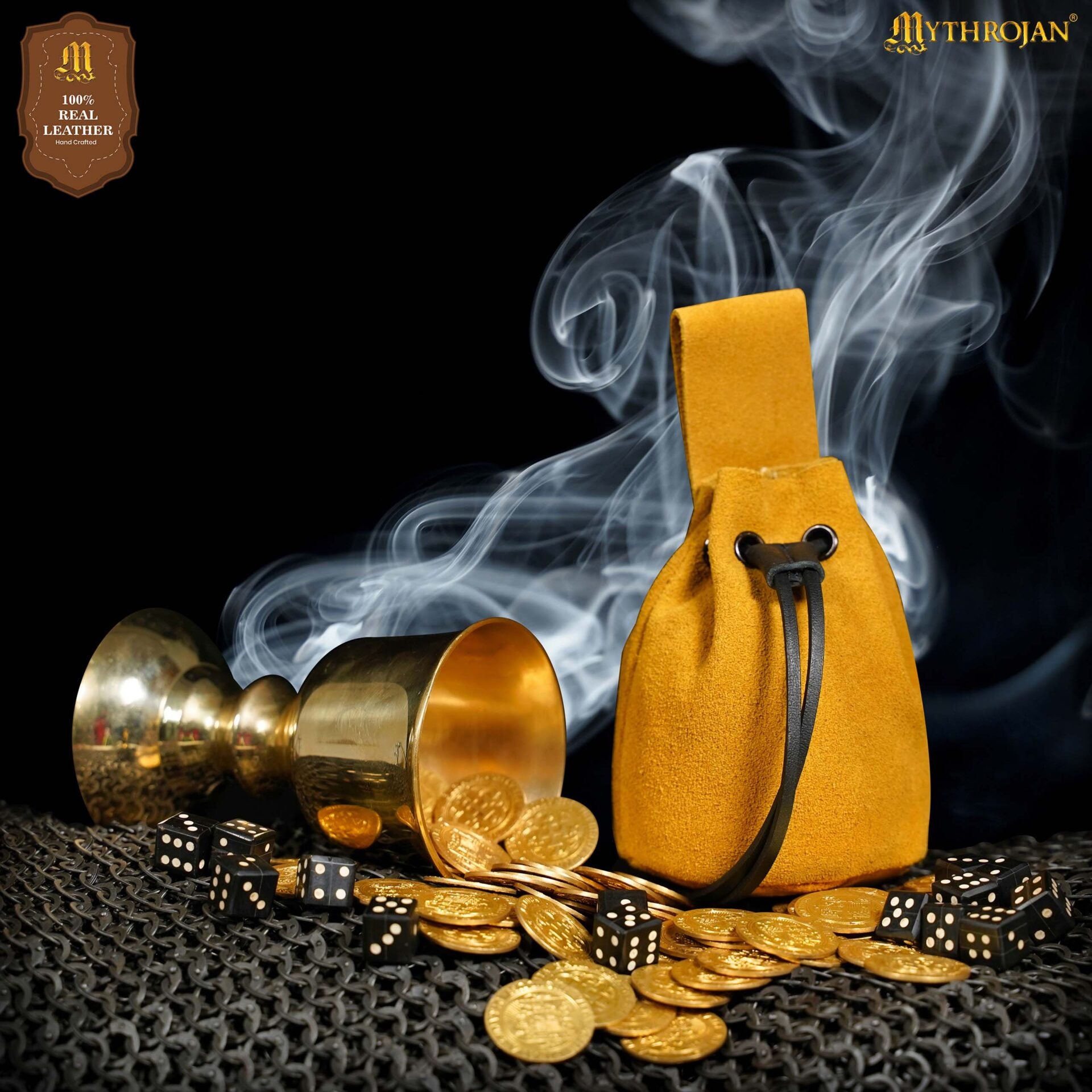 Bolsa de cordón de ante — Monedero medieval - Amarillo - Modelo 300755YE