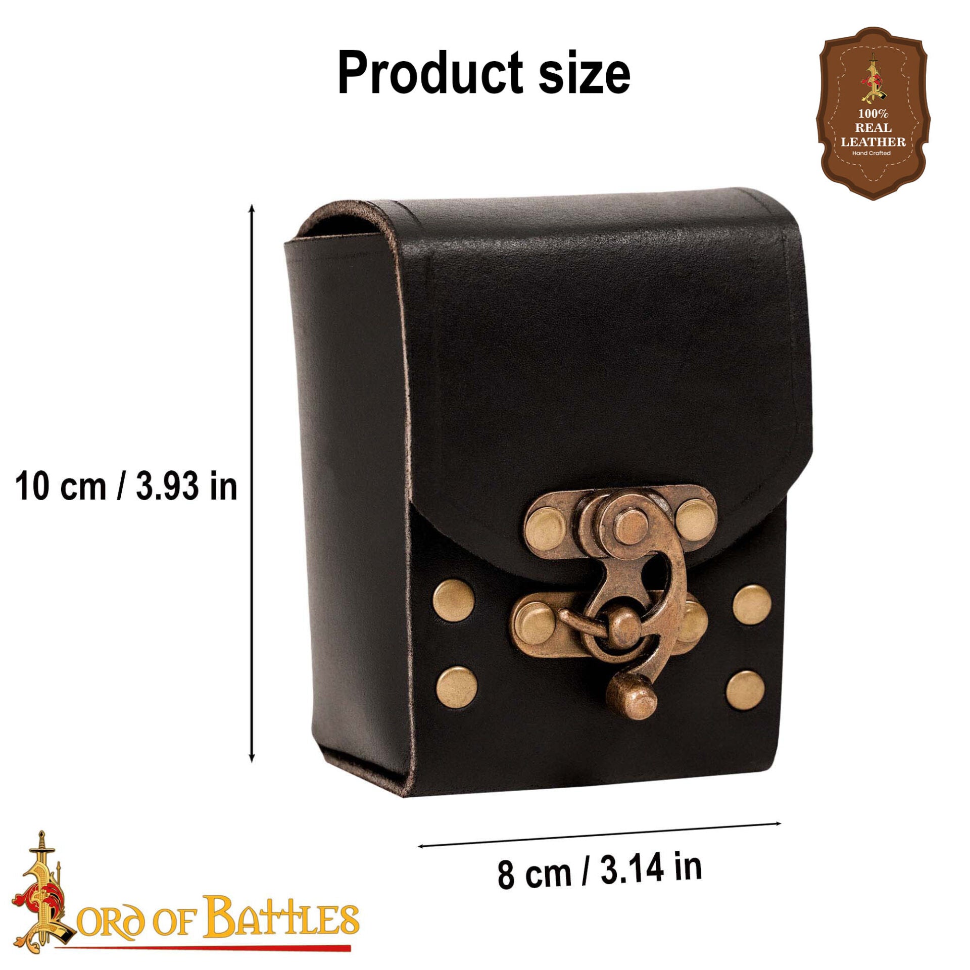 Bolsa de cinturón medieval en cuero 3 mm con broche de latón antiguo - imagen 13