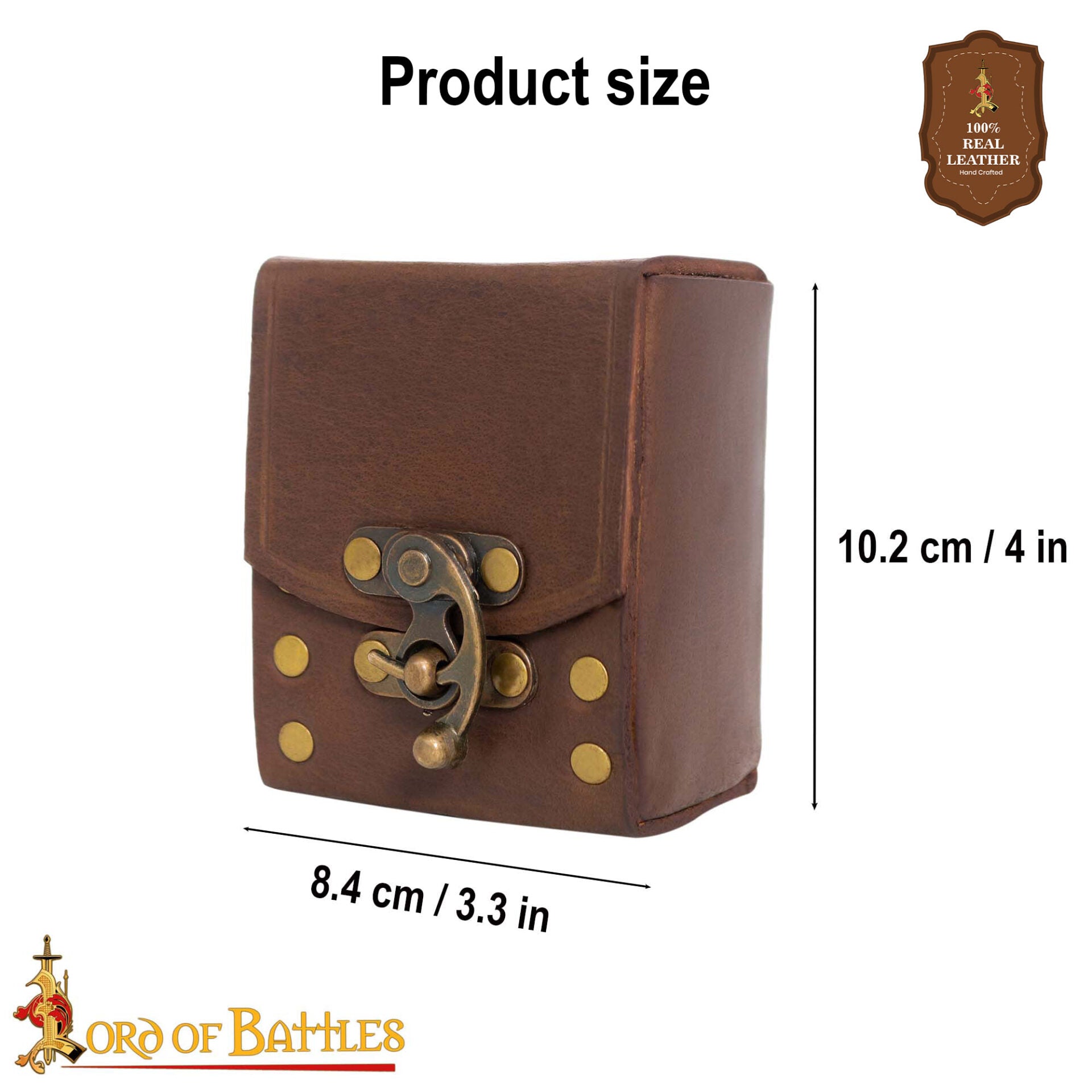 Bolsa de cinturón medieval en cuero 3 mm con broche de latón antiguo - imagen 4