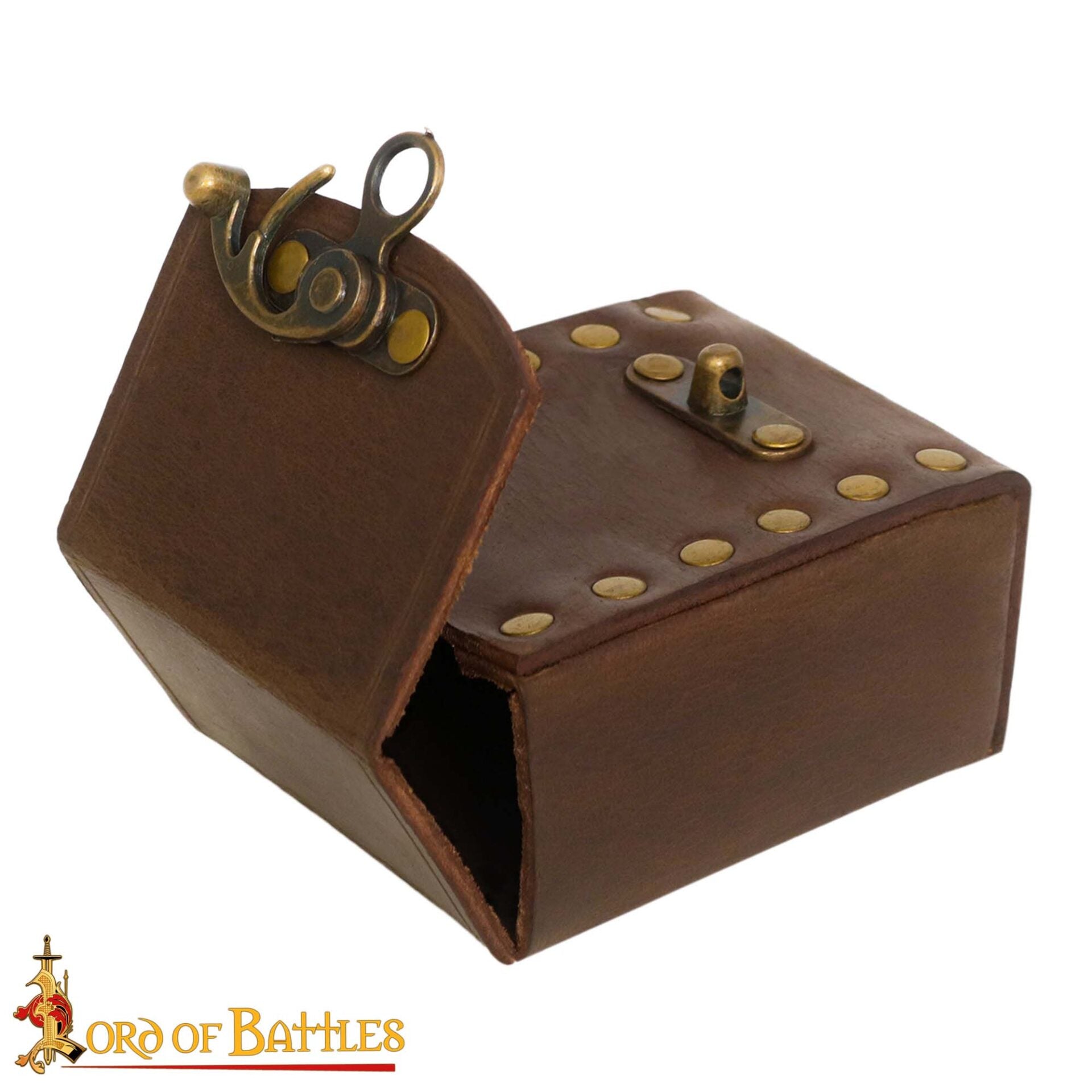 Bolsa de cinturón medieval en cuero 3 mm con broche de latón antiguo - imagen 6