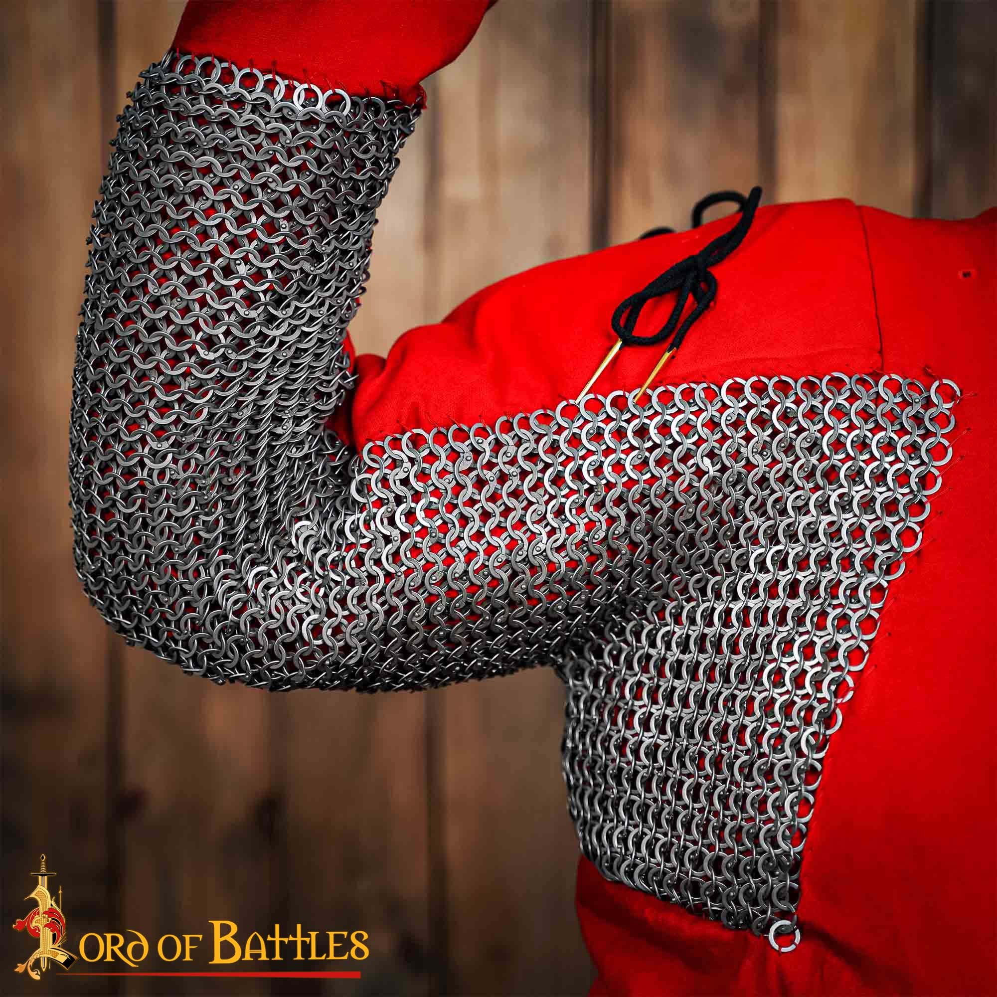 Válvulas de Cota de Malla (par) - Anillas Planas de 9 Mm Remachadas en Cúpula con Anillas Macizas Alternadas - Acero Dulce de Calibre 17 - Armadura Medieval para Larp, Disfraces - Imagen 8