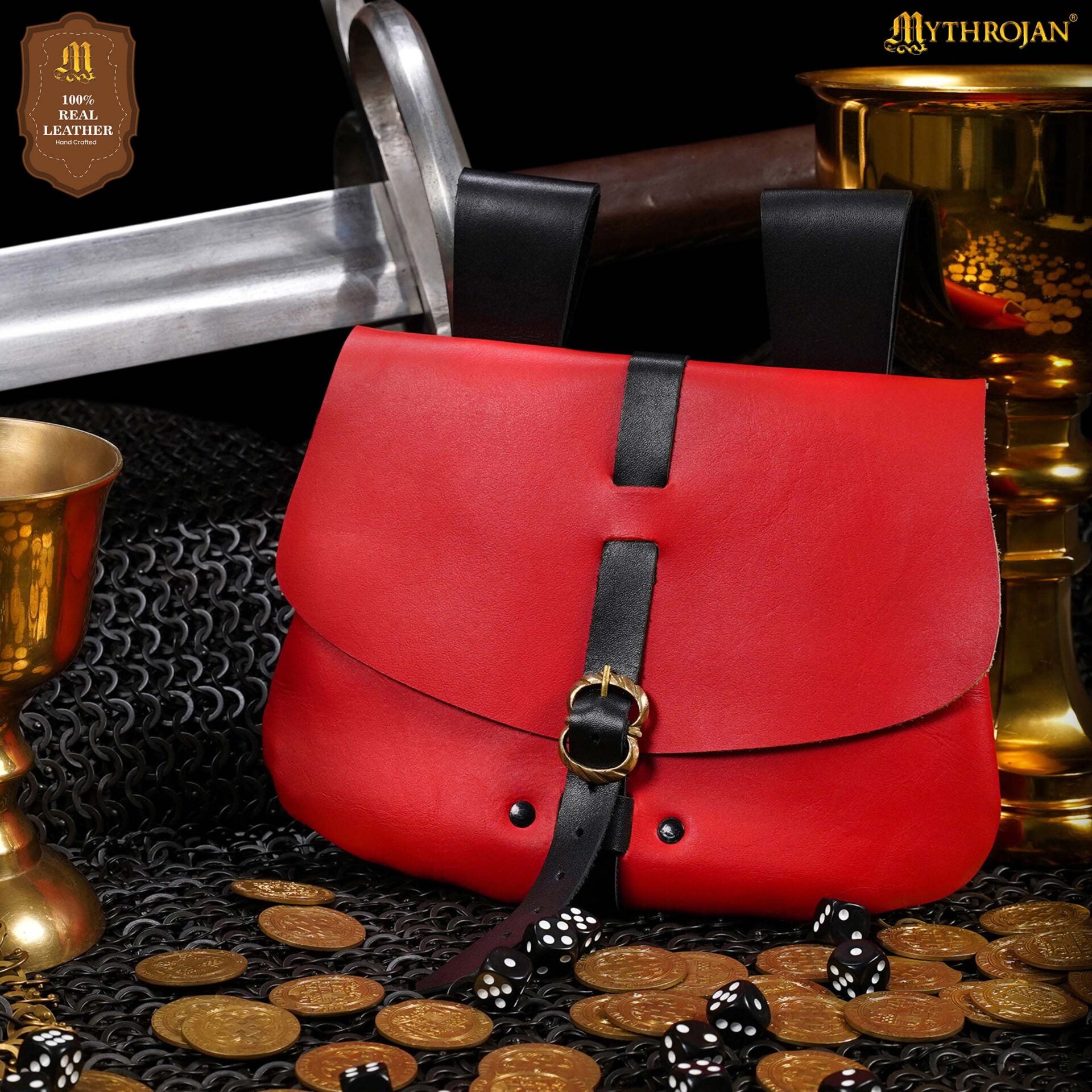 Bolsa de cintura medieval de cuero genuino - LARP y disfraces - imagen 5