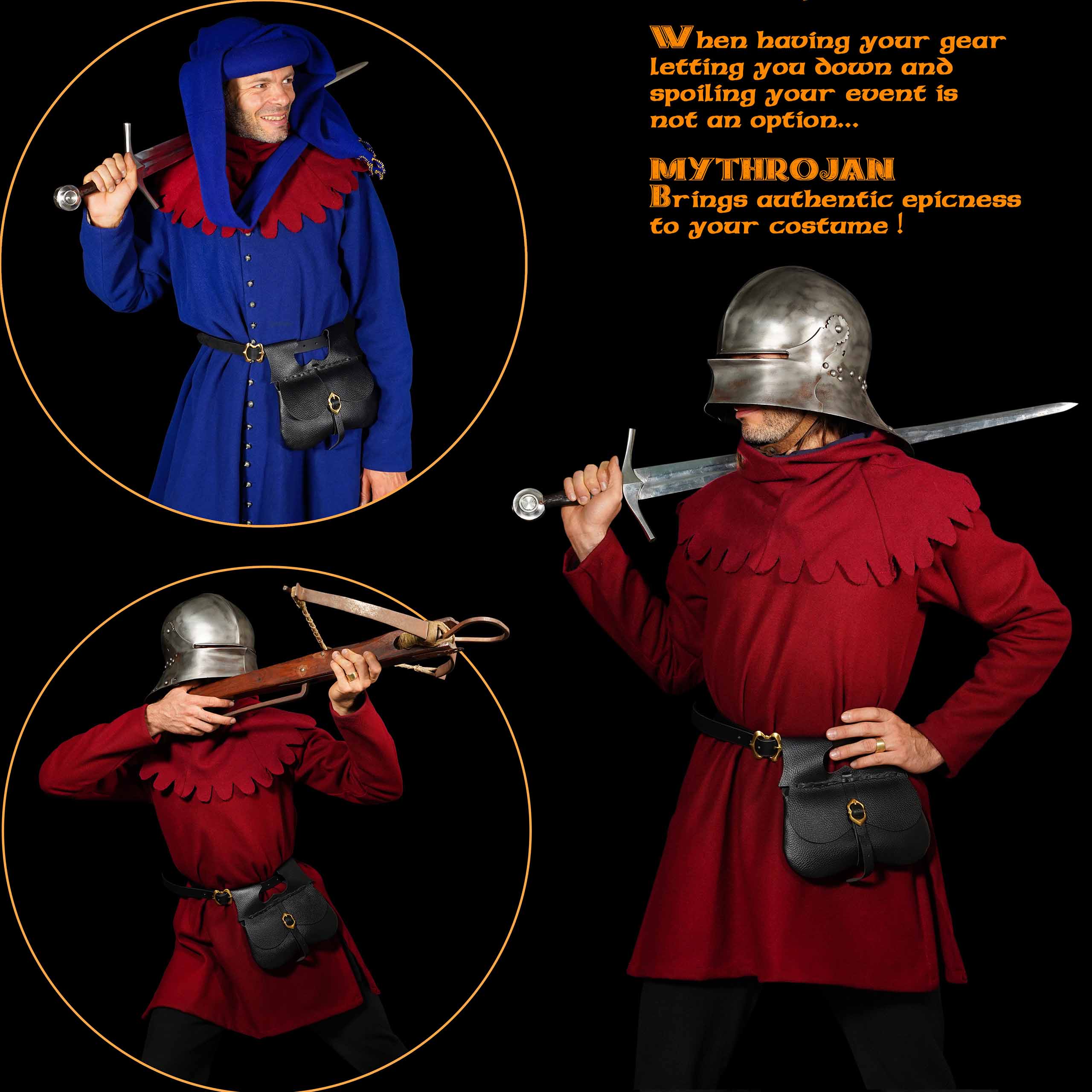 Bolsa riñón medieval de cuero para cinturón - imagen 21