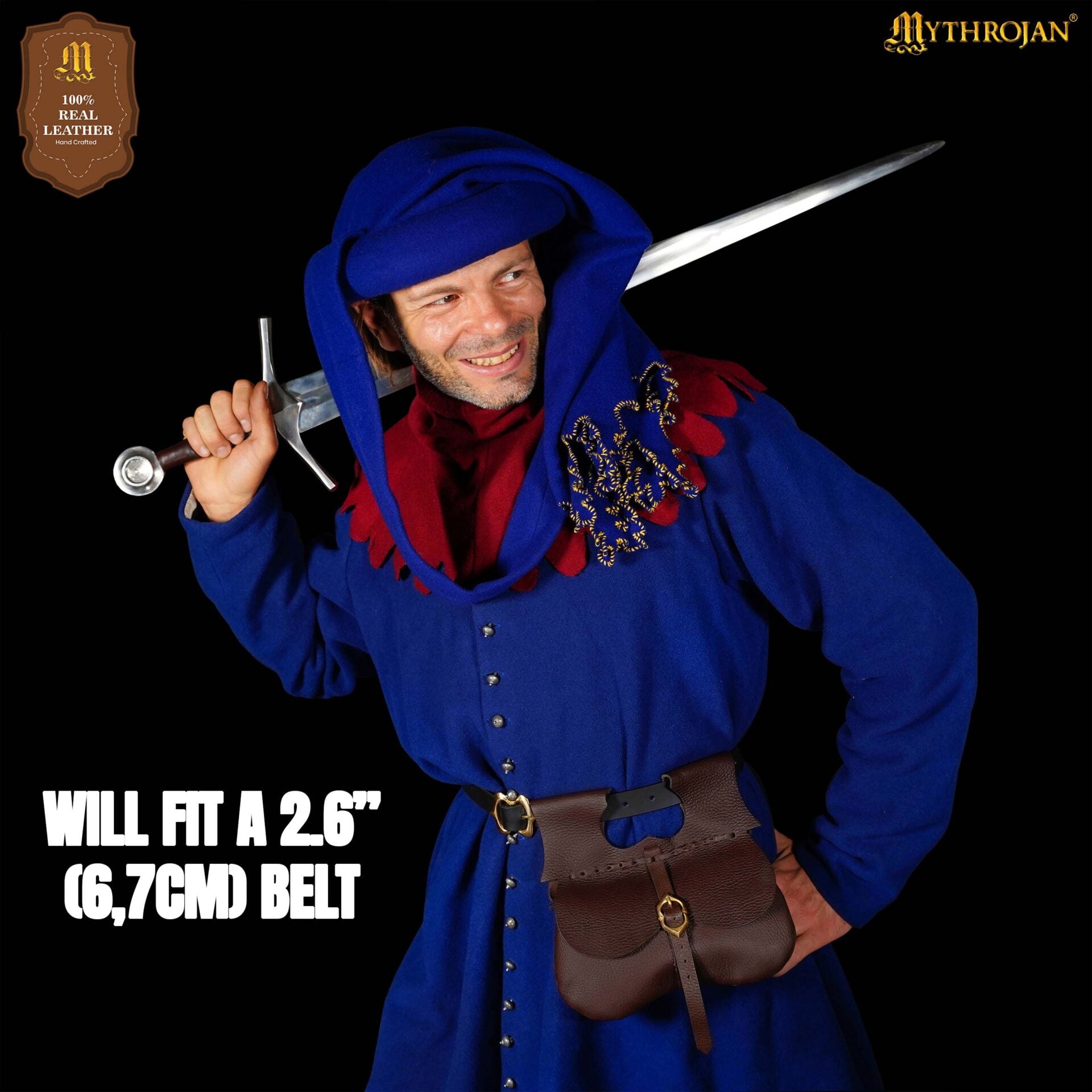 Bolsa riñón medieval de cuero para cinturón - imagen 4