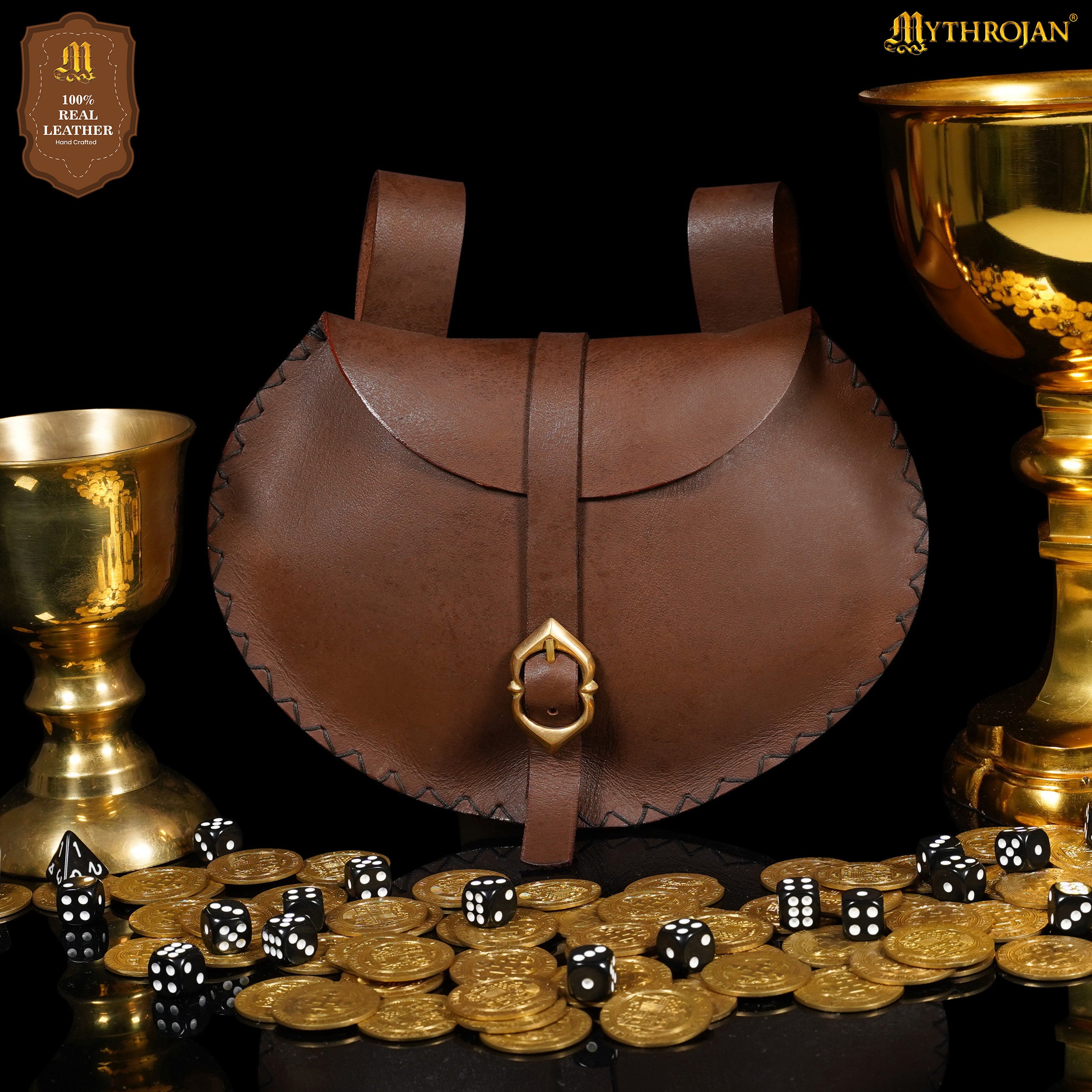 Bolsa renacentista de cuero con hebilla de latón - imagen 6