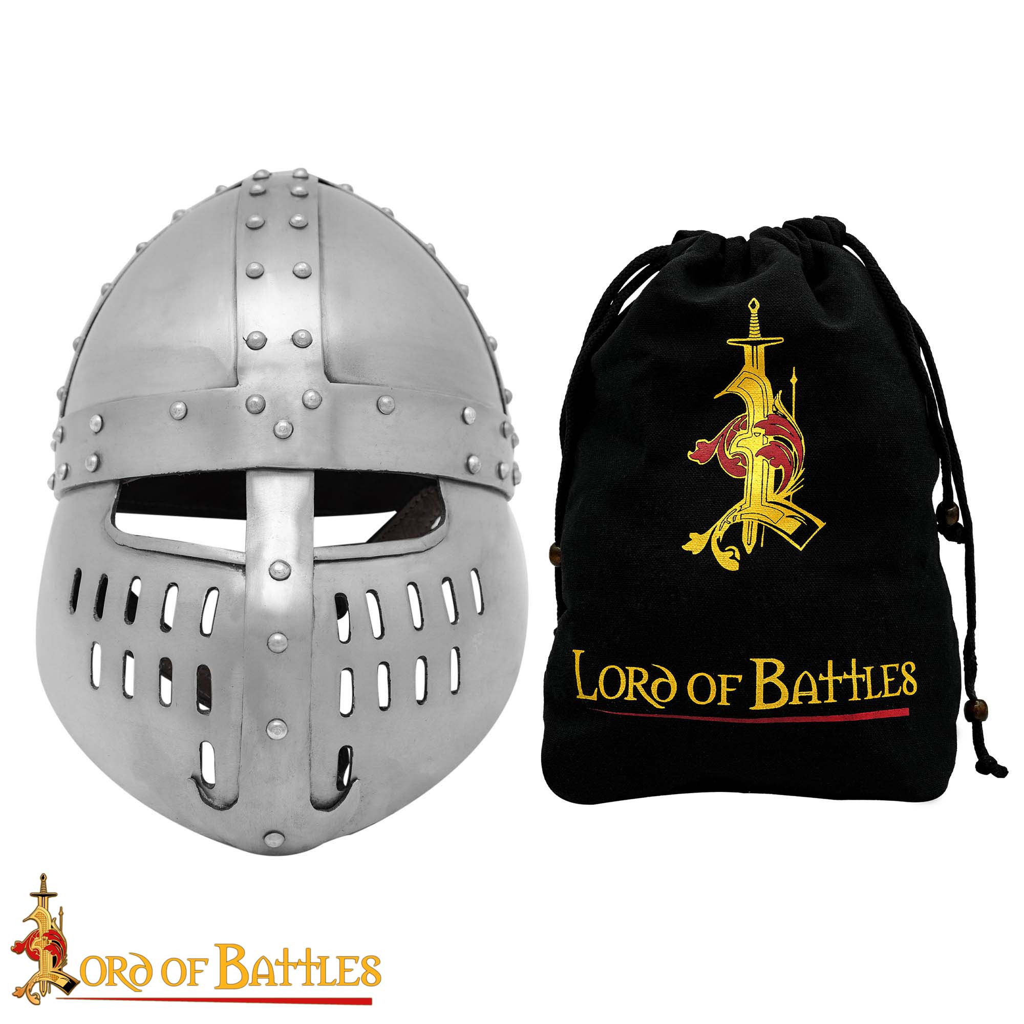 Imagen única de: Yelmo Spangenhelm normando con protector facial y forro de cuero - imagen 4