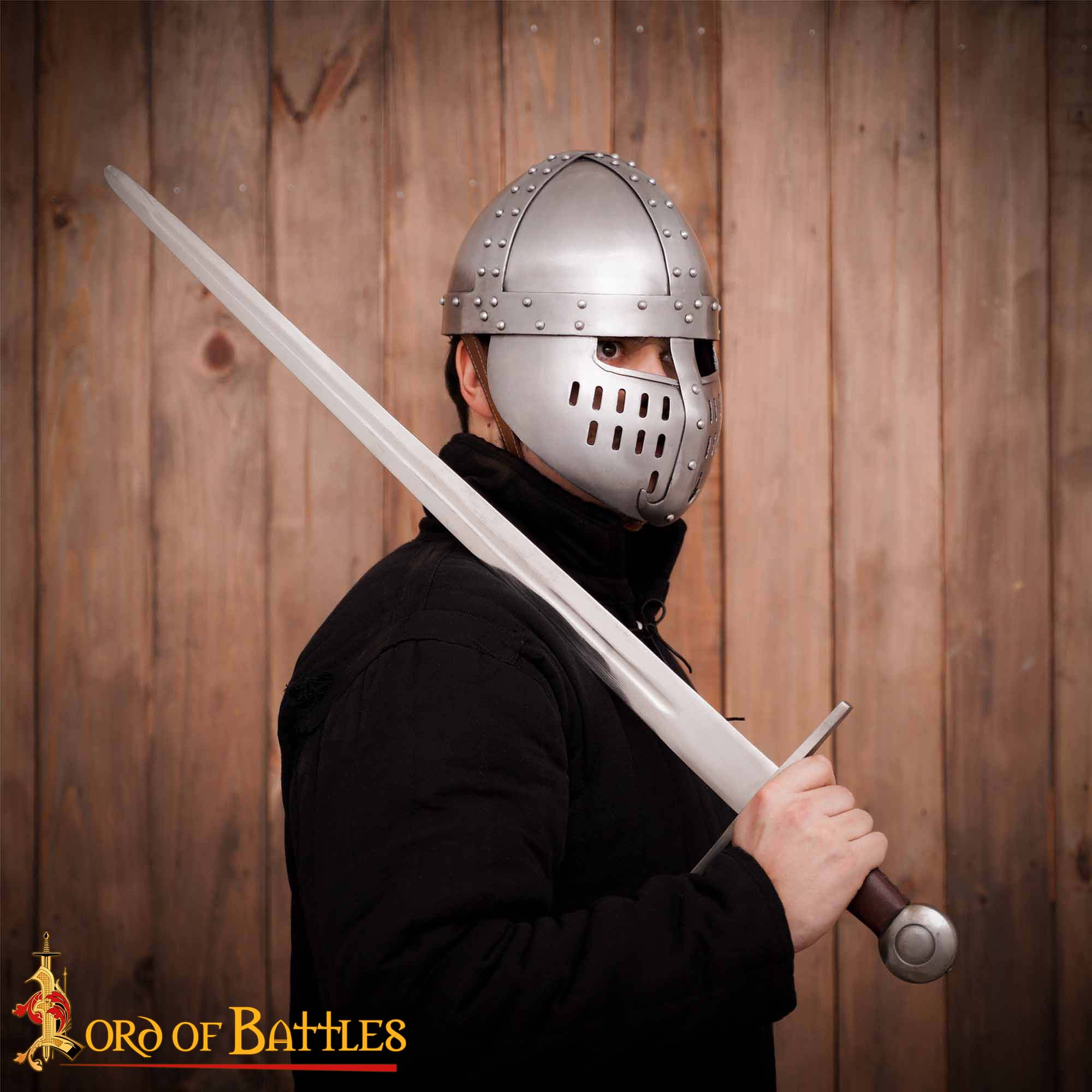 Imagen única de: Yelmo Spangenhelm normando con protector facial y forro de cuero - imagen 7