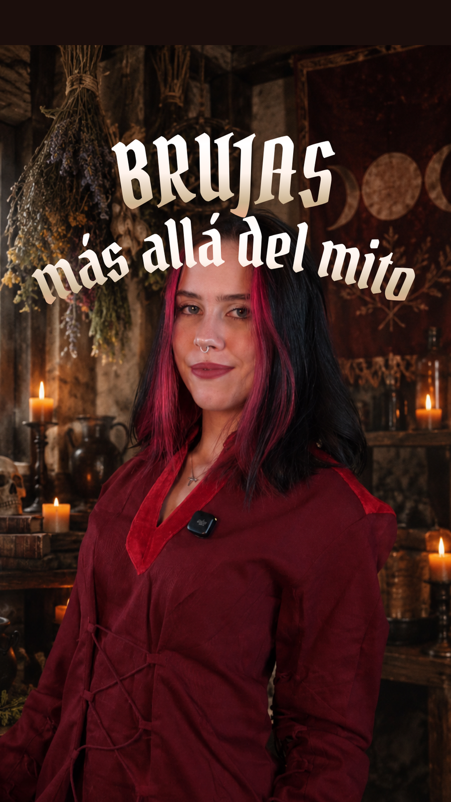 Vestido Medieval Meira Con Detalles De Terciopelo, Rojo Vino