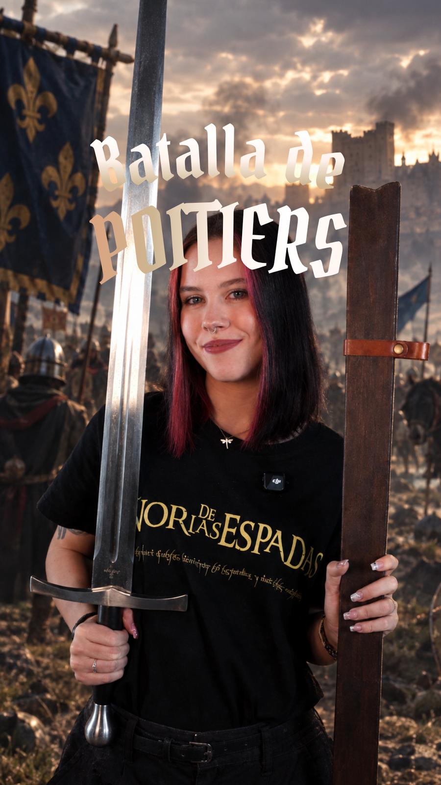Espada Medieval con Vaina de Madera - Acero Inoxidable 100 cm