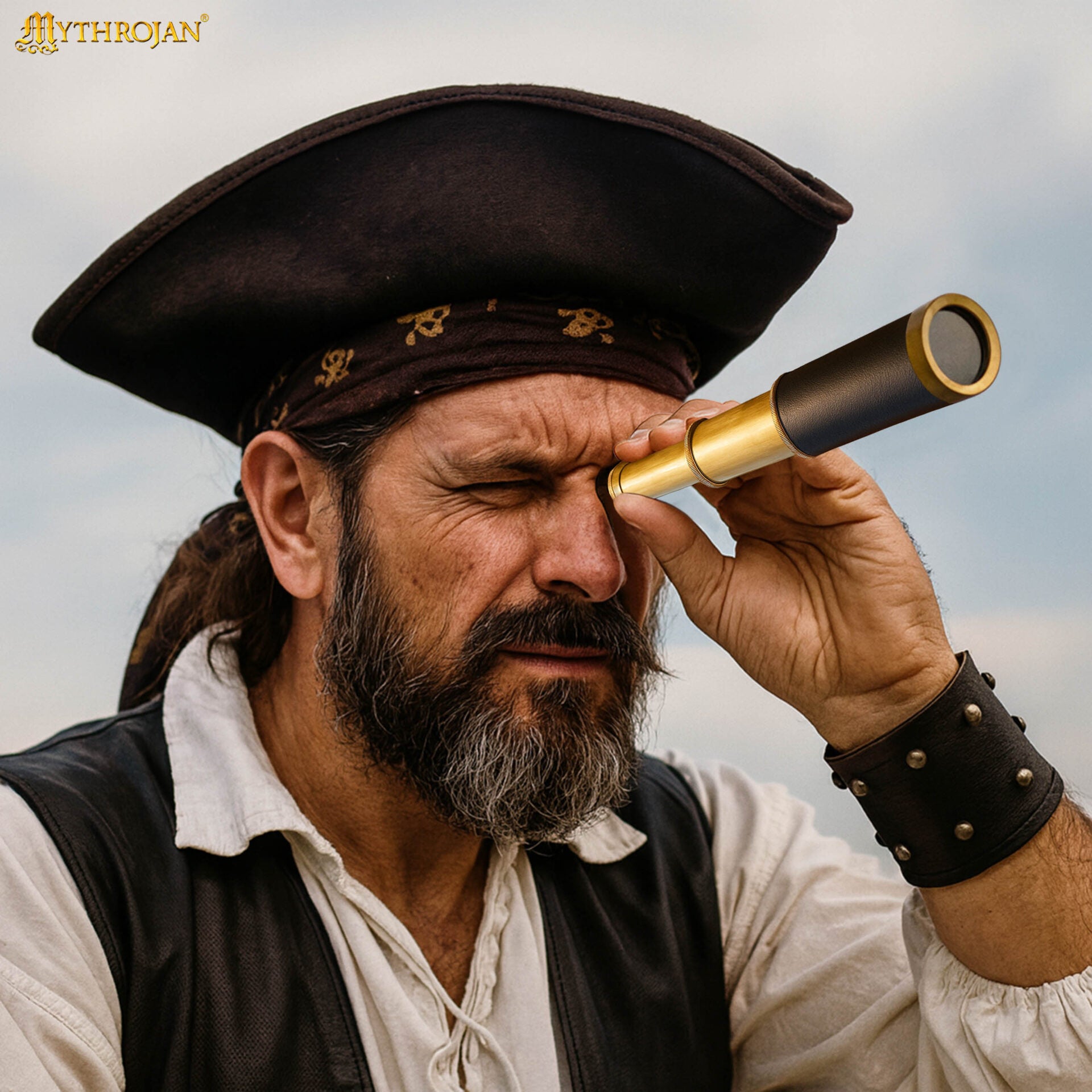 Catalejo pirata de latón con caja de madera - imagen 13