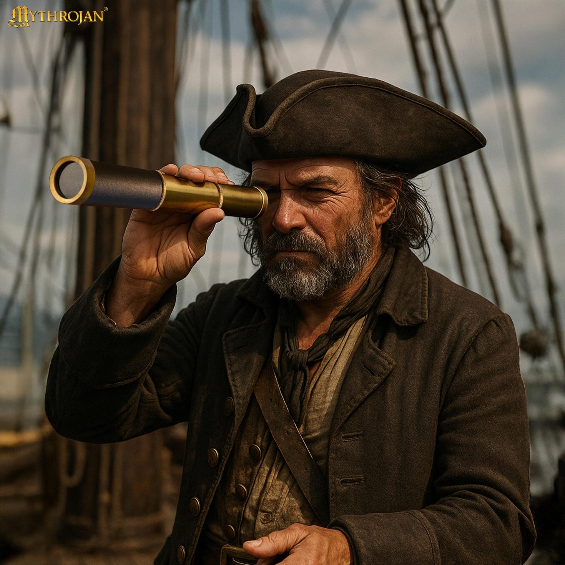 Catalejo pirata de latón con caja de madera - imagen 5