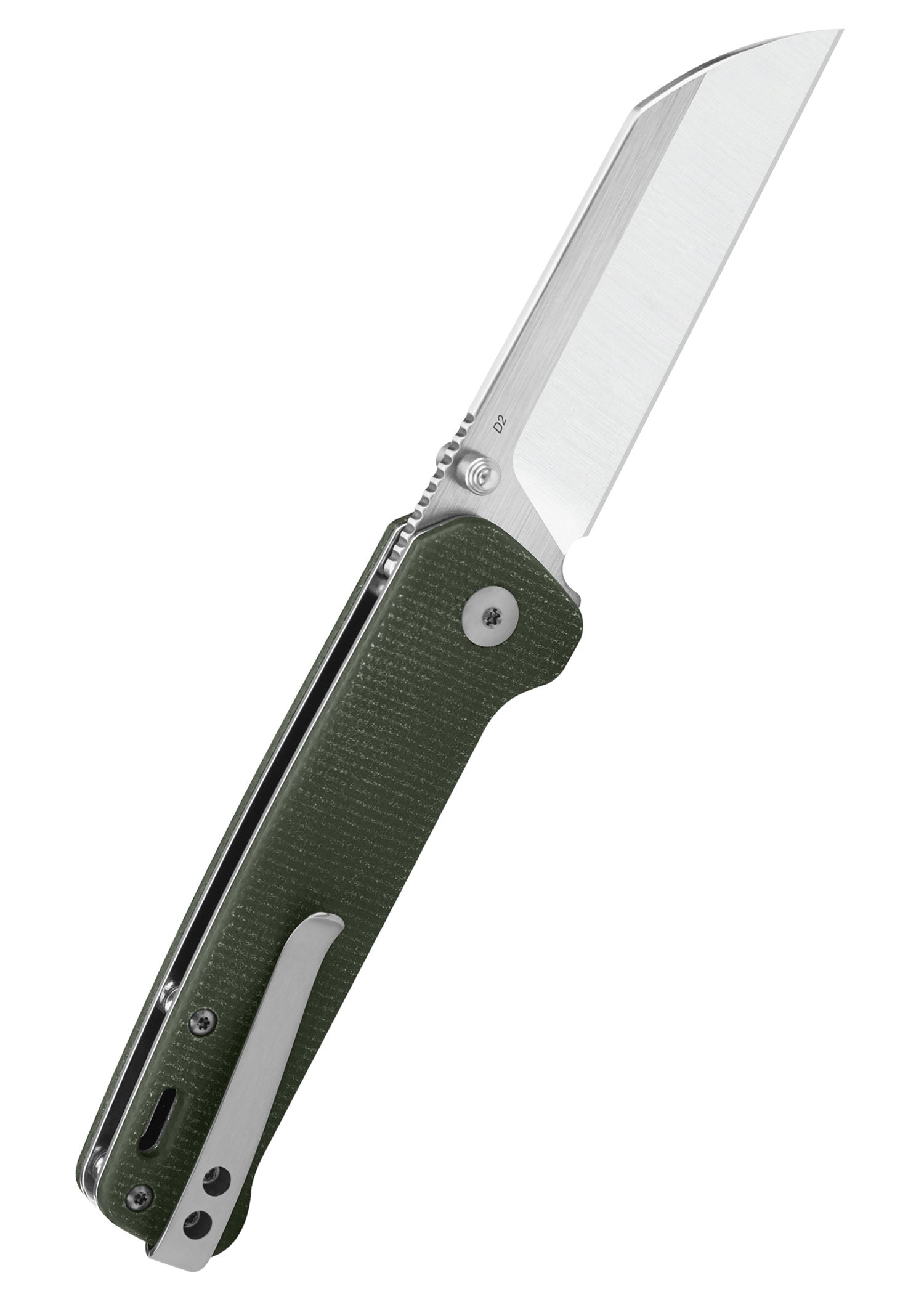 Imagen única de: Navaja Penguin, Hoja Satinada D2, Mango Micarta Verde