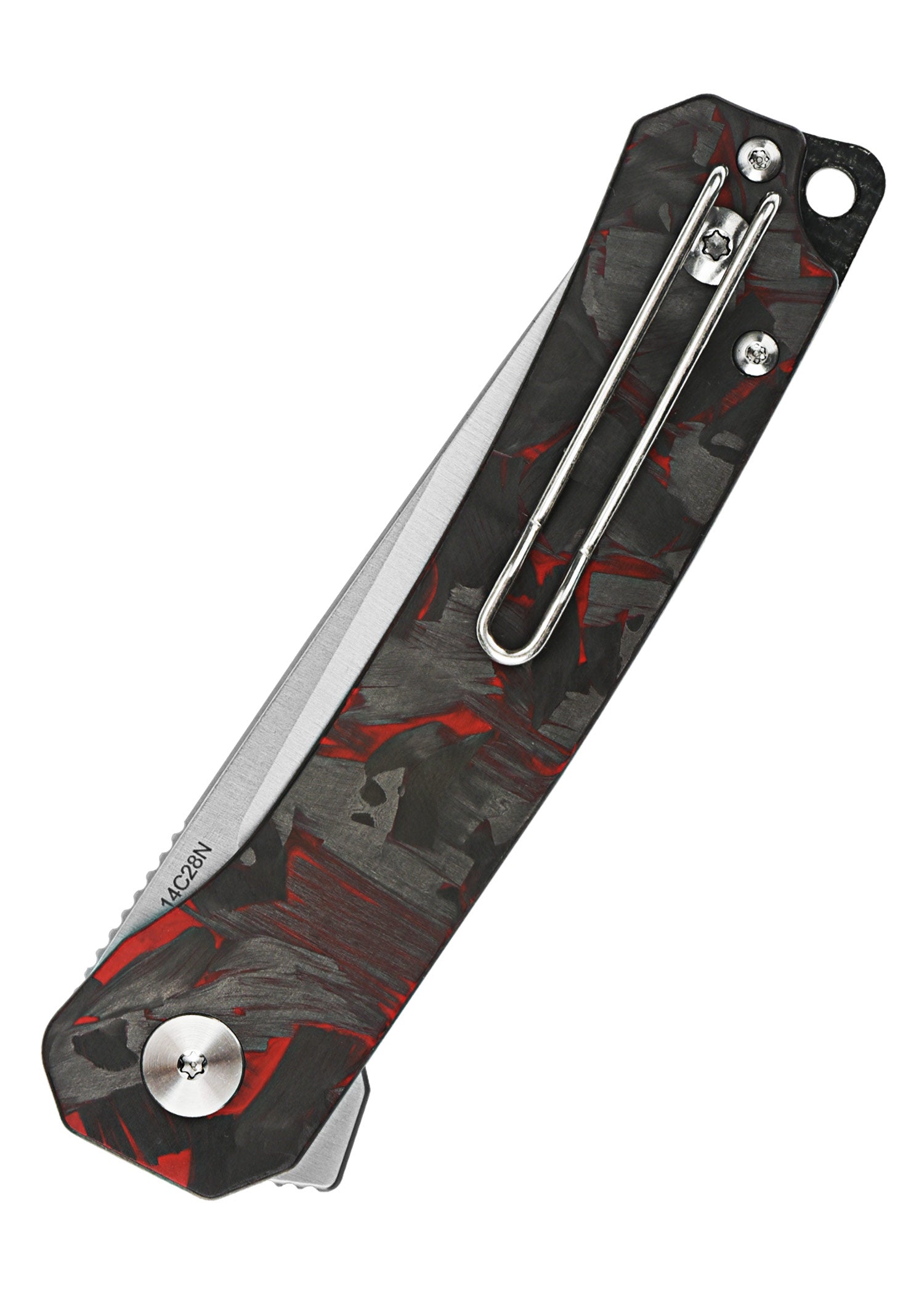 Imagen única de: Navaja Osprey, Hoja Satinada, Mango Cf Overlay G10 Triturado, Rojo
