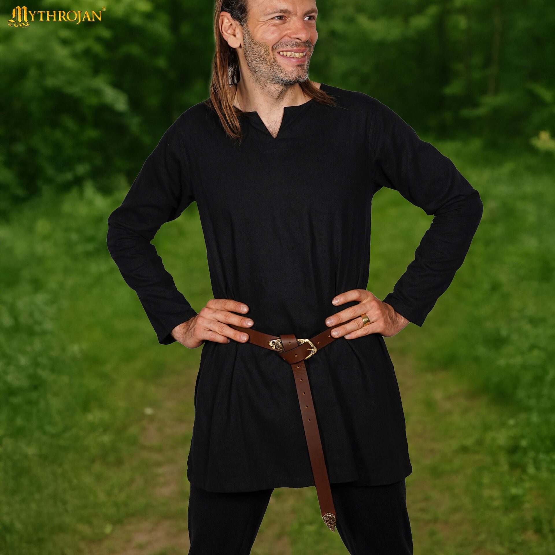 Túnica vikinga de algodón — Camisa renacentista nórdica