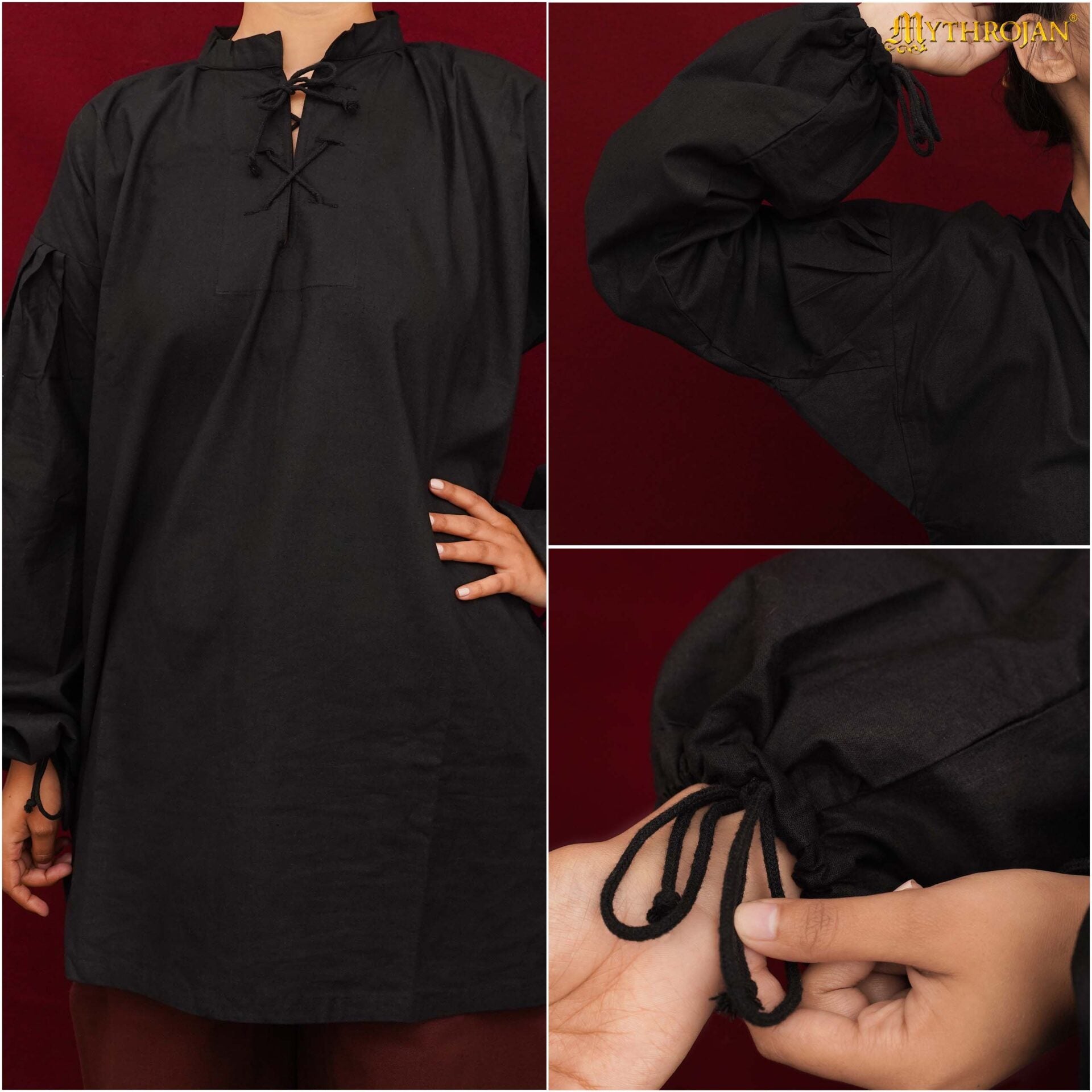Camisa medieval de algodón con cordones - Aventurero - imagen 7