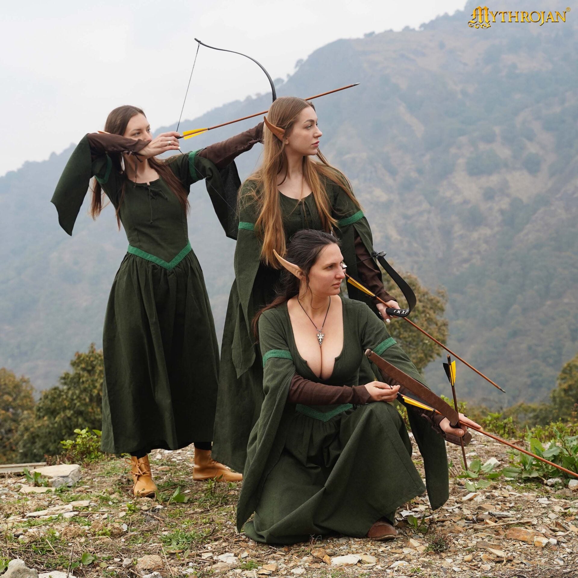 Vestido medieval Enchantress de algodón con mangas de lino - imagen 7