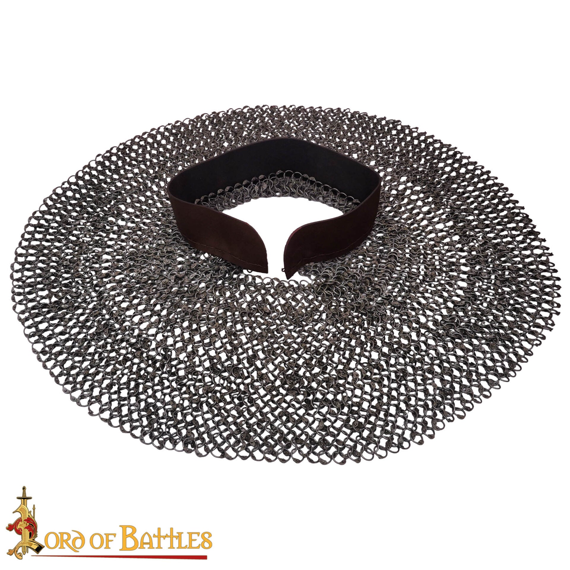 Aventail de Cota de Malla Remachada con Cinta de Cuero-anillos Redondos de 10 Mm, Acero Dulce Calibre 16 - Imagen 3