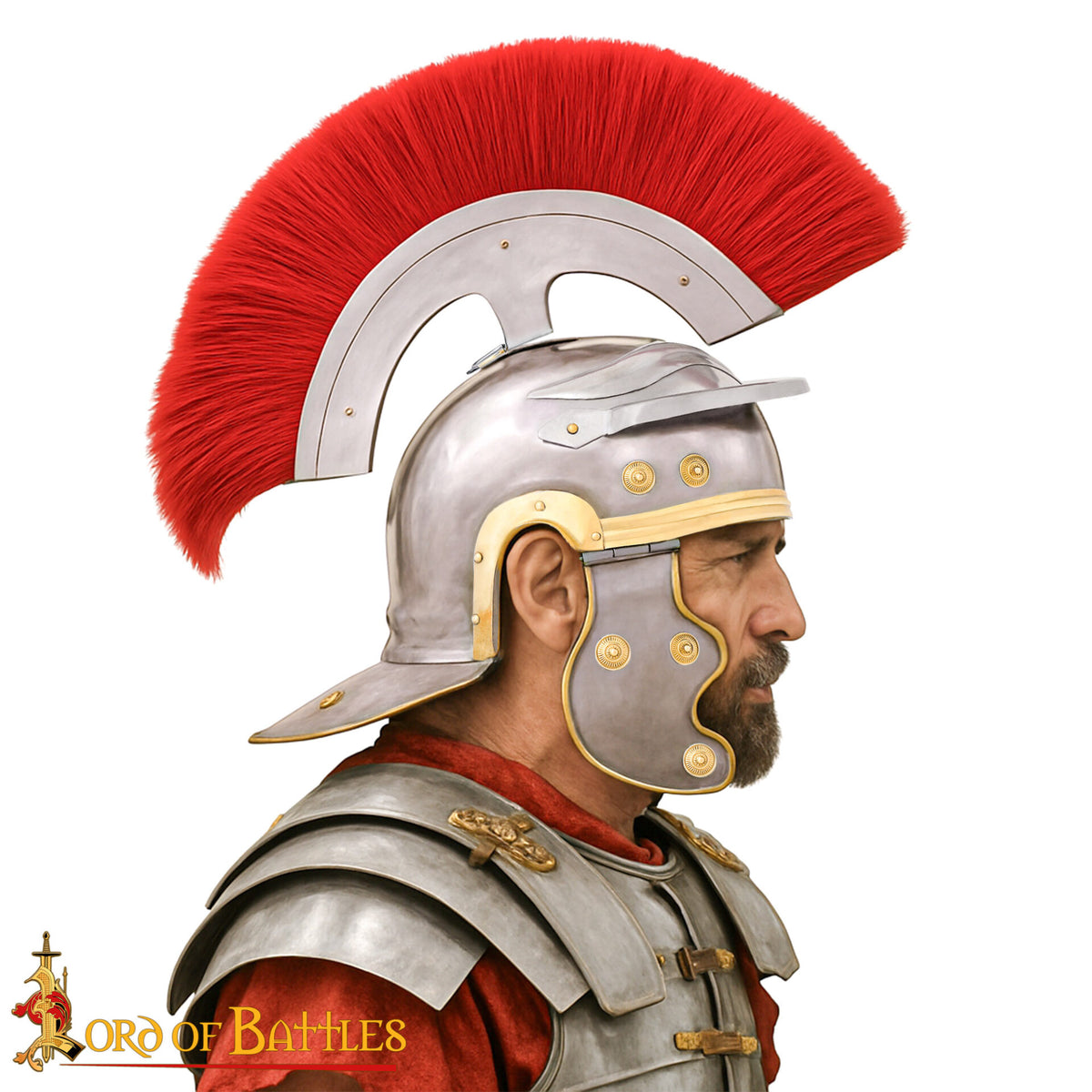 Casco de Centurión Romano con Cresta Roja y Adornos en Latón - imagen 14