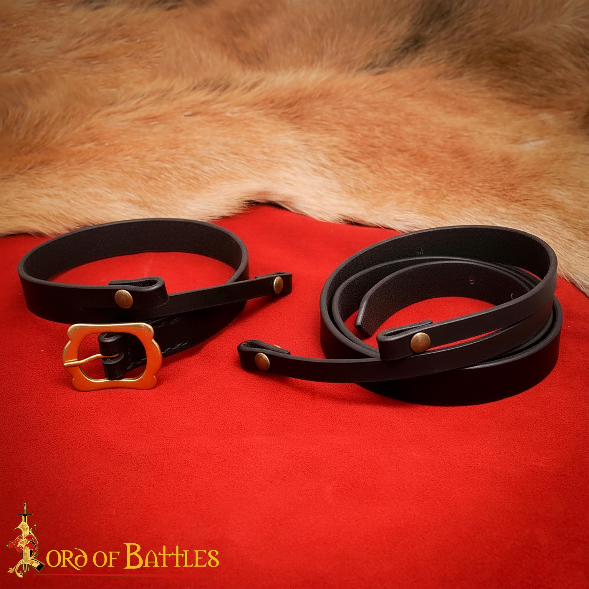 Bandolera romana de cuero genuino para espada — hecha a mano - Negro