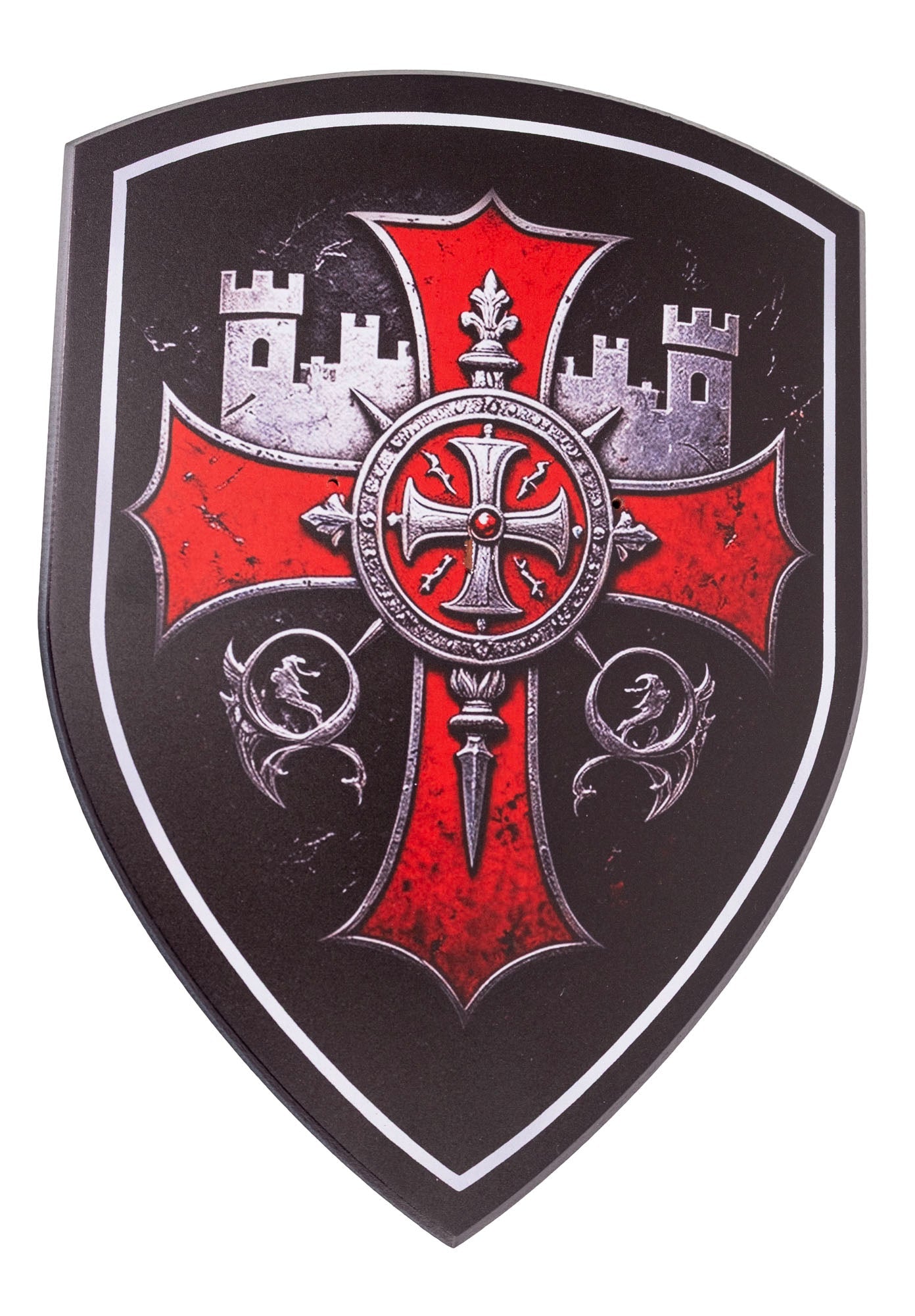 Imagen única de: Espada Templaria con Sello y Lema de los Caballeros Templarios Con Soporte Escudo