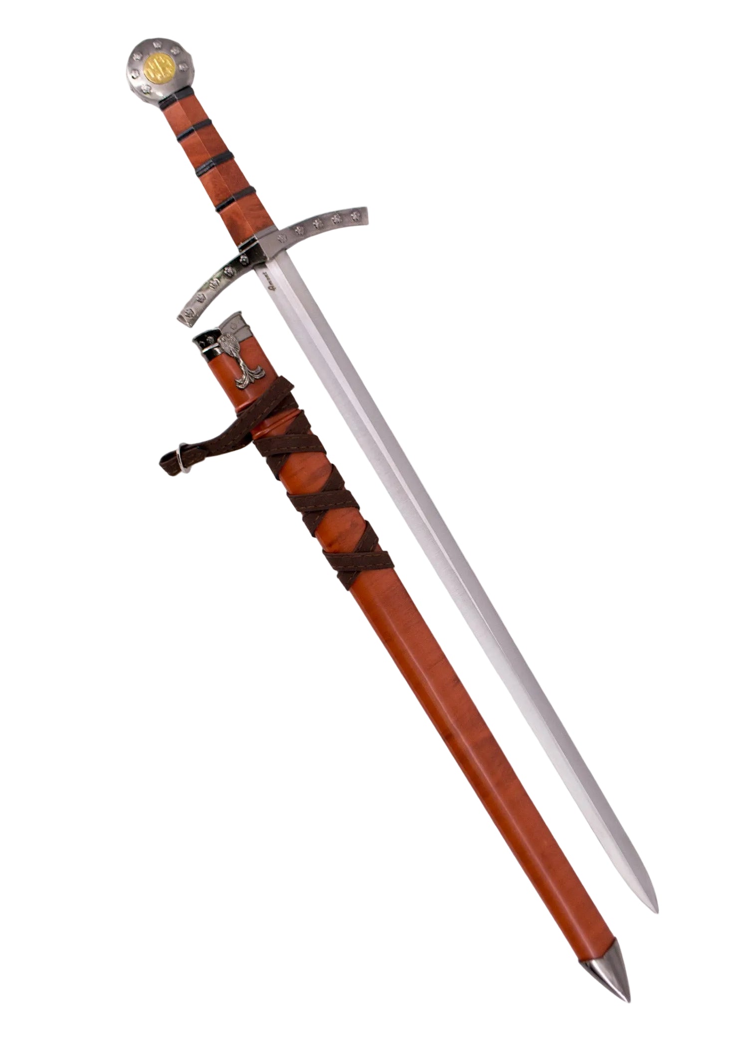 Espada Cadete Decorativa con Funda – Pomo y Guarda Níquel con Dorado Todo Medieval