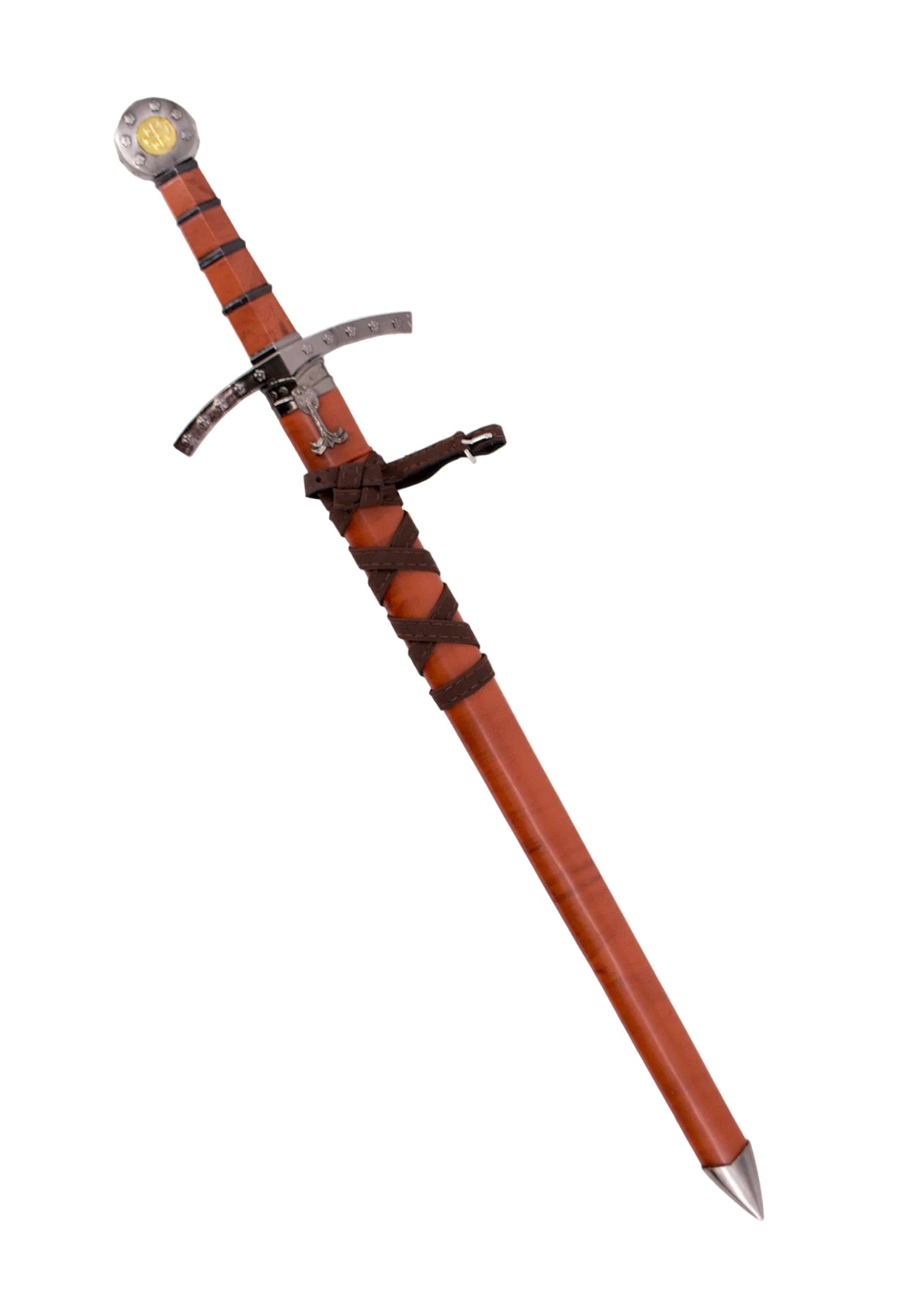 Espada Cadete Decorativa con Funda – Pomo y Guarda Níquel con Dorado Todo Medieval