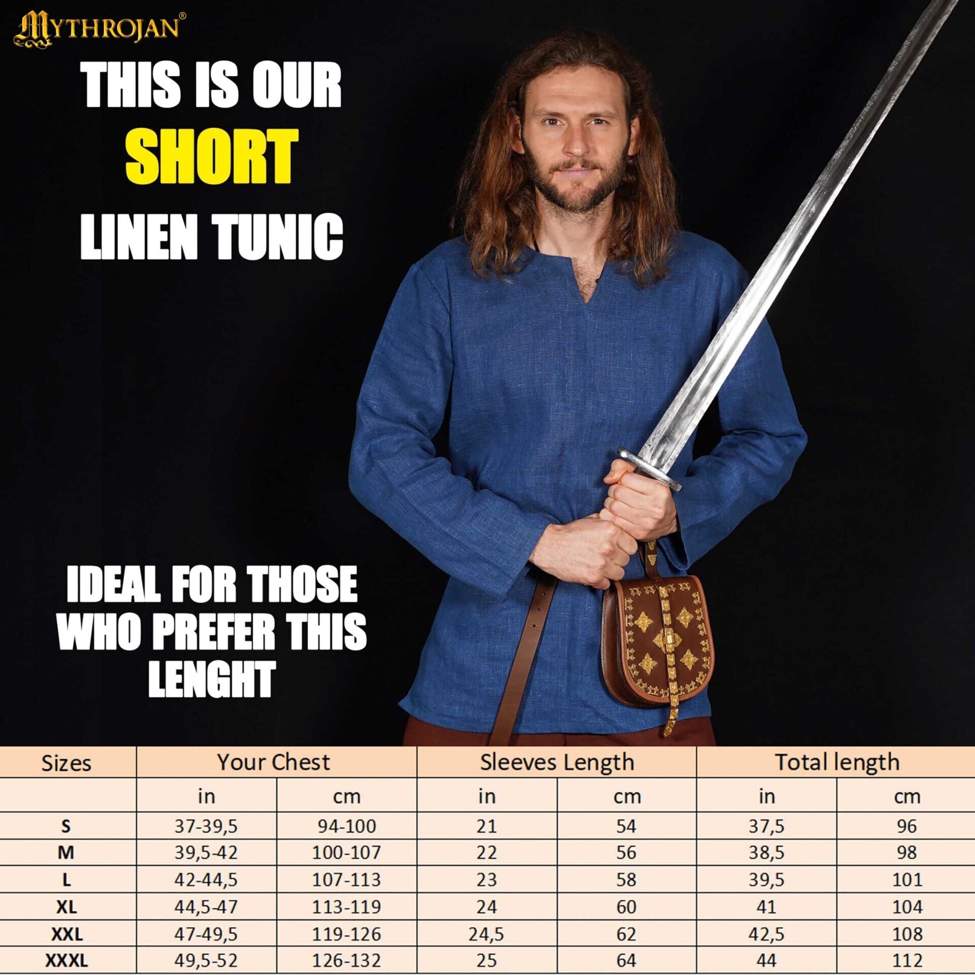 Túnica vikinga Sigrid de lino — corta para LARP y recreación - imagen 3