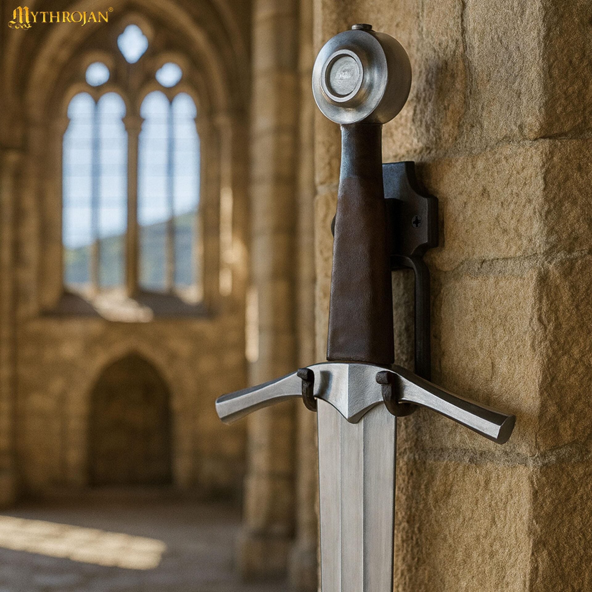 Soporte de pared forjado en hierro para espada — montura individual - imagen 3