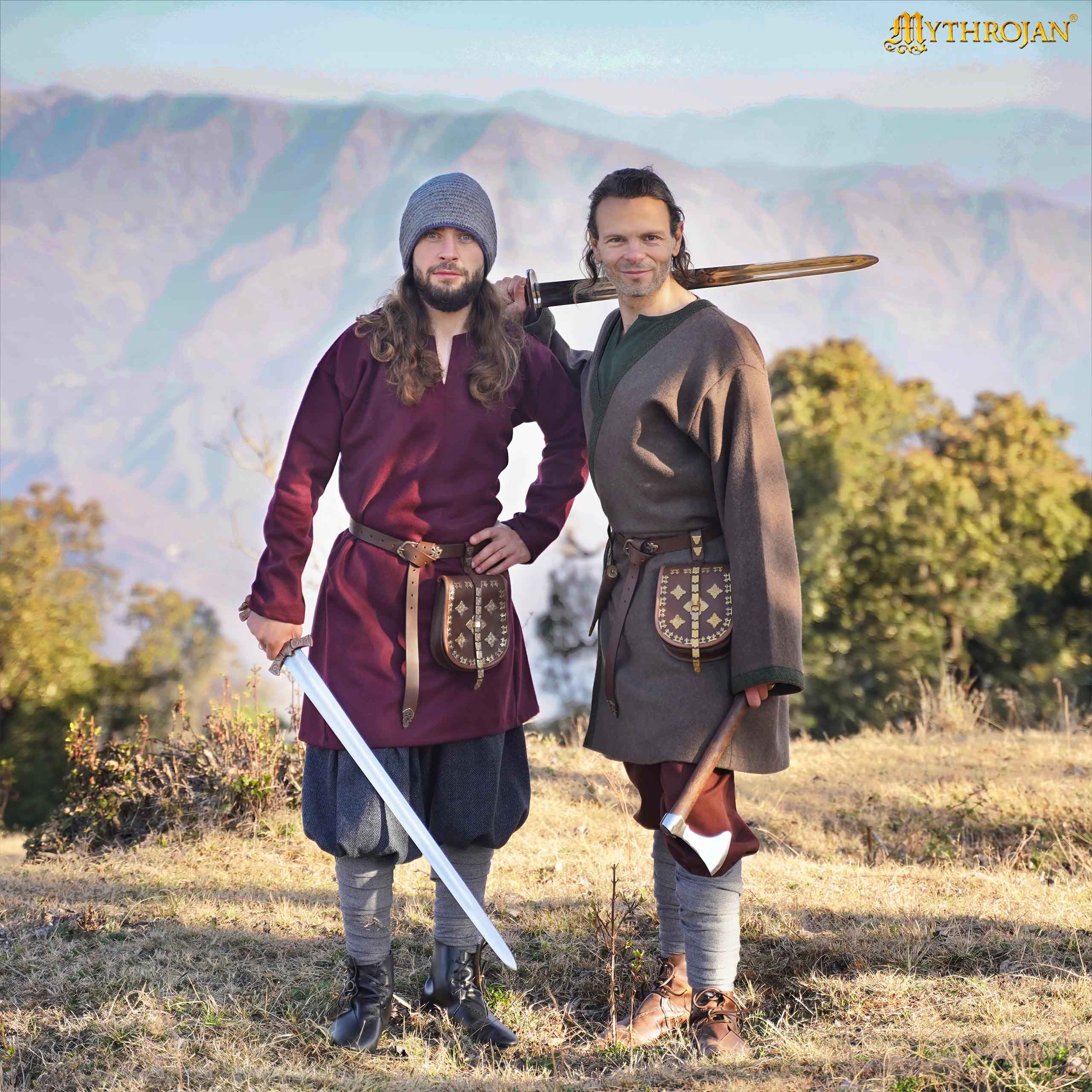 Túnica vikinga Erik de lana reciclada - color vino - imagen 5