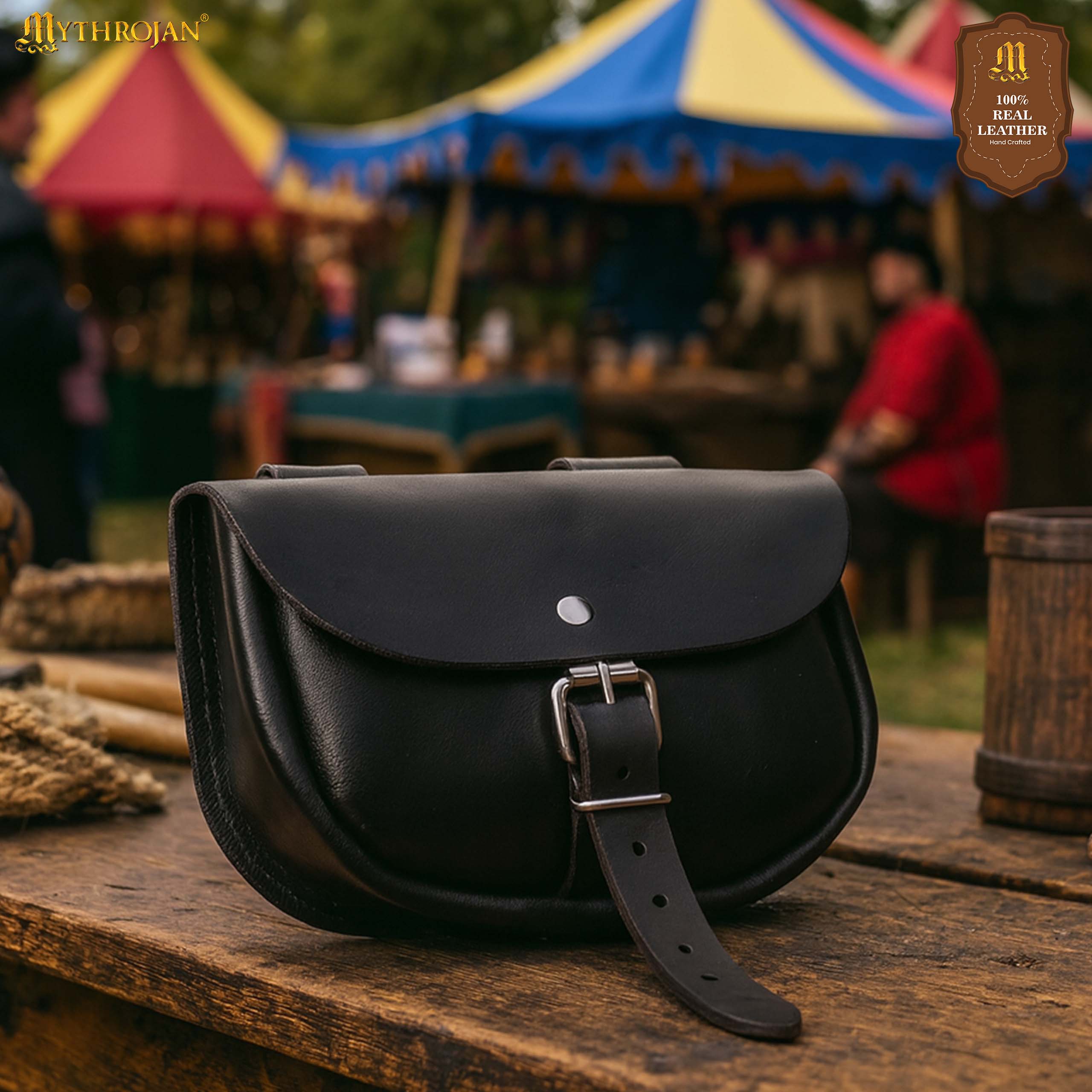 Bolsa de cinturón medieval de cuero para LARP, SCA y Renacimiento