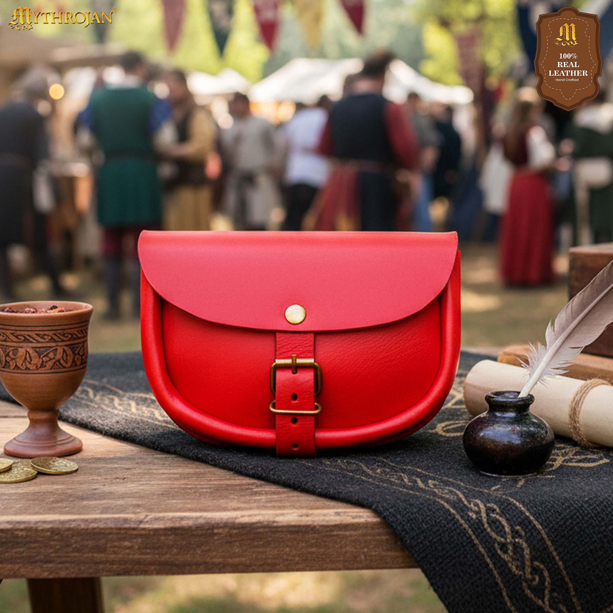 Bolsa de cinturón medieval de cuero para LARP, SCA y Renacimiento - imagen 6